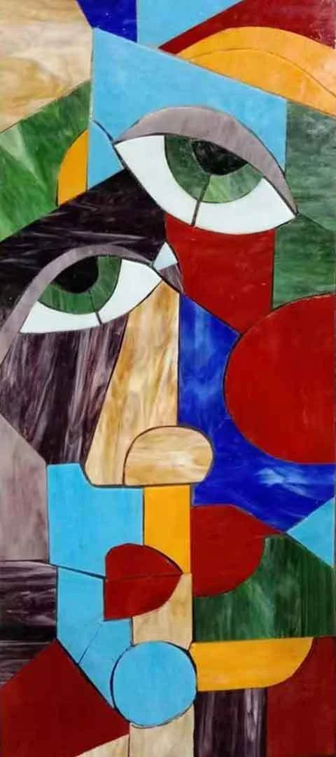 Abstract Face - Glass Mosaic Pathways - Mesh Backing
