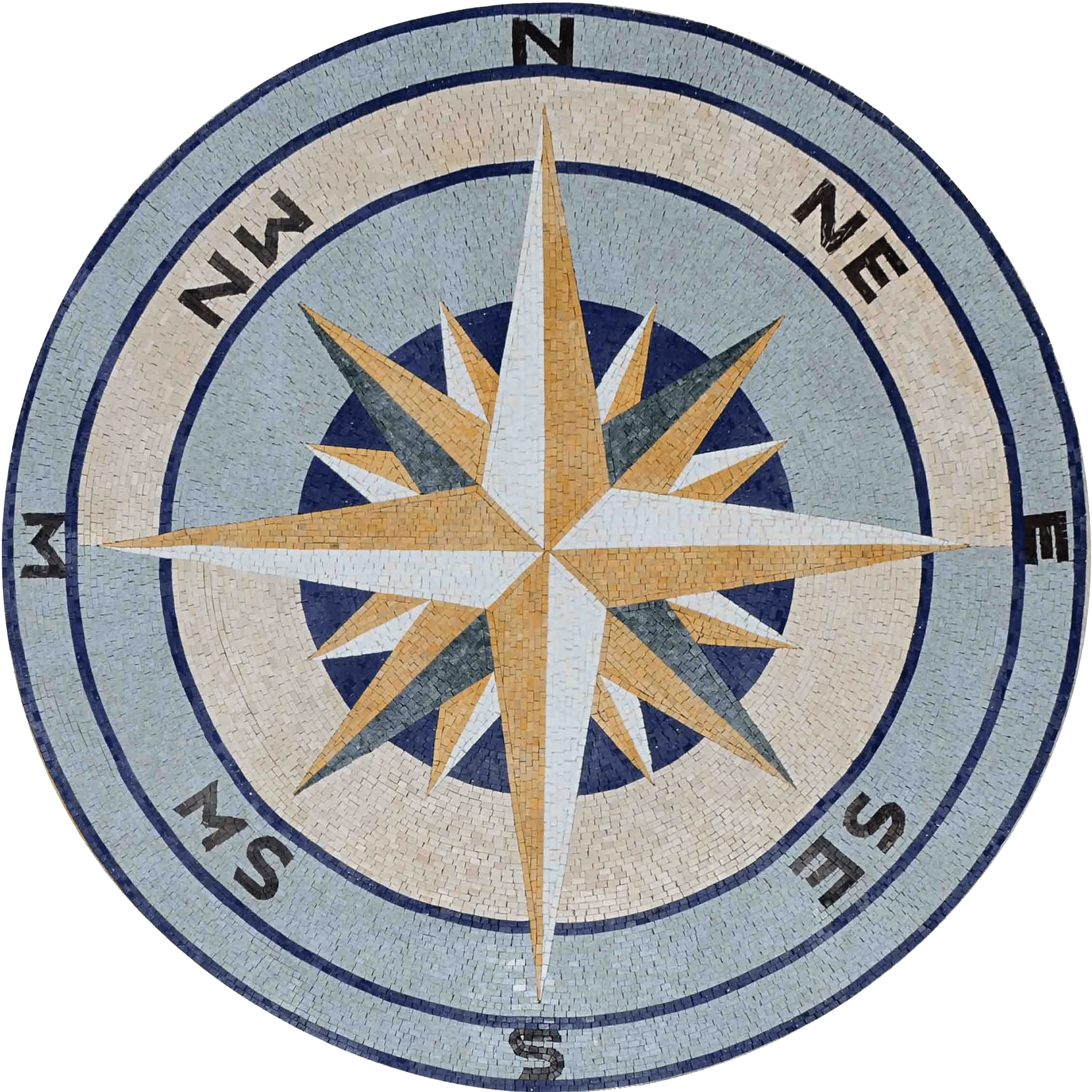 Geometric Starburst - Unique Home Decor Mosaic Medallion Compass - Mesh Backing