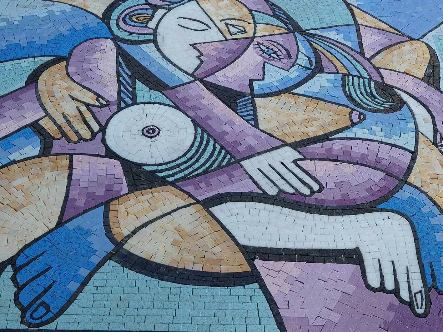 Abstract Embrace - Unique Home Decor Mosaic Luxury Reproduction - 80cm x 80cm (32'' x 32'')" - Mesh Backing - Image 2