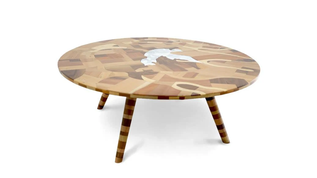 Dove Pattern Wooden Table - Mosaic Flower Patterns - Mesh Backing - Image 2