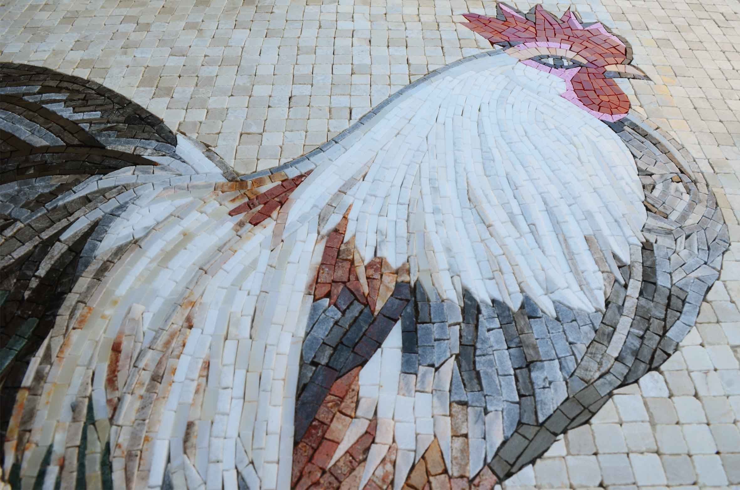 Rooster Pattern - Mosaic Rug Accent - Mesh Backing - Image 2