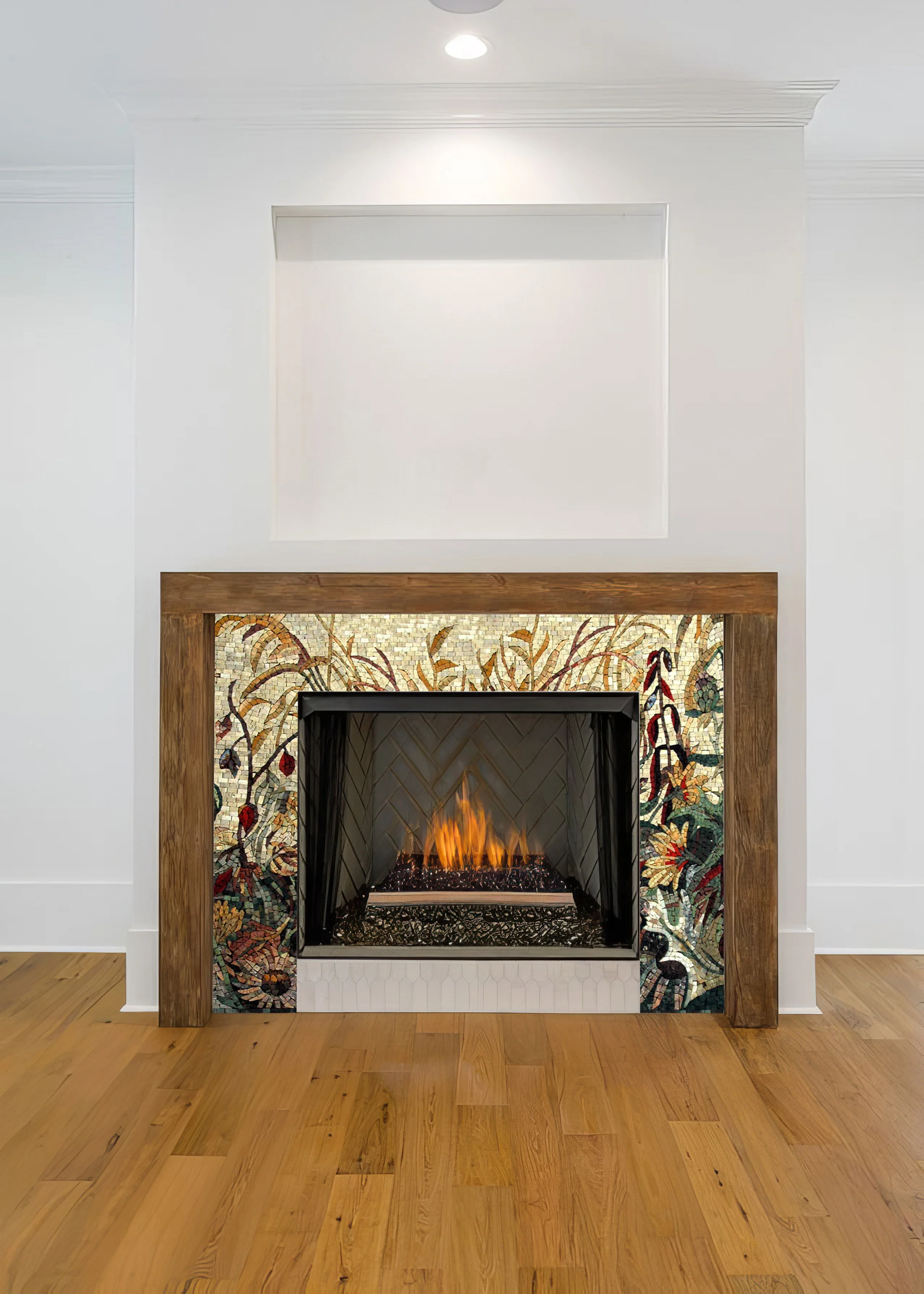 Pattern Vine - Impressionist Mosaic Modern Fireplace - Mesh Backing