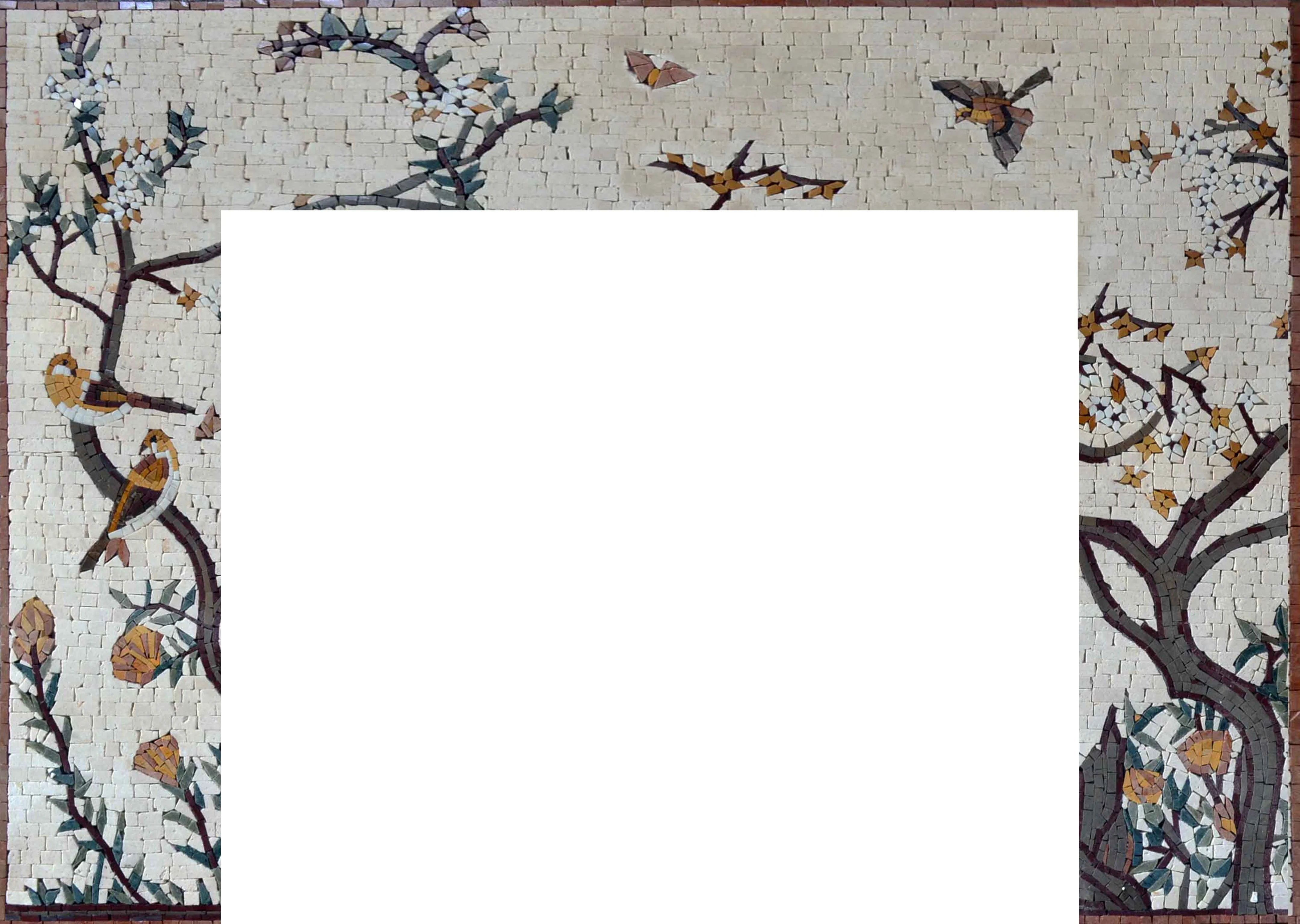 Birds Tree Motif - Mosaic Pool Designs Fireplace - Mesh Backing - Image 3