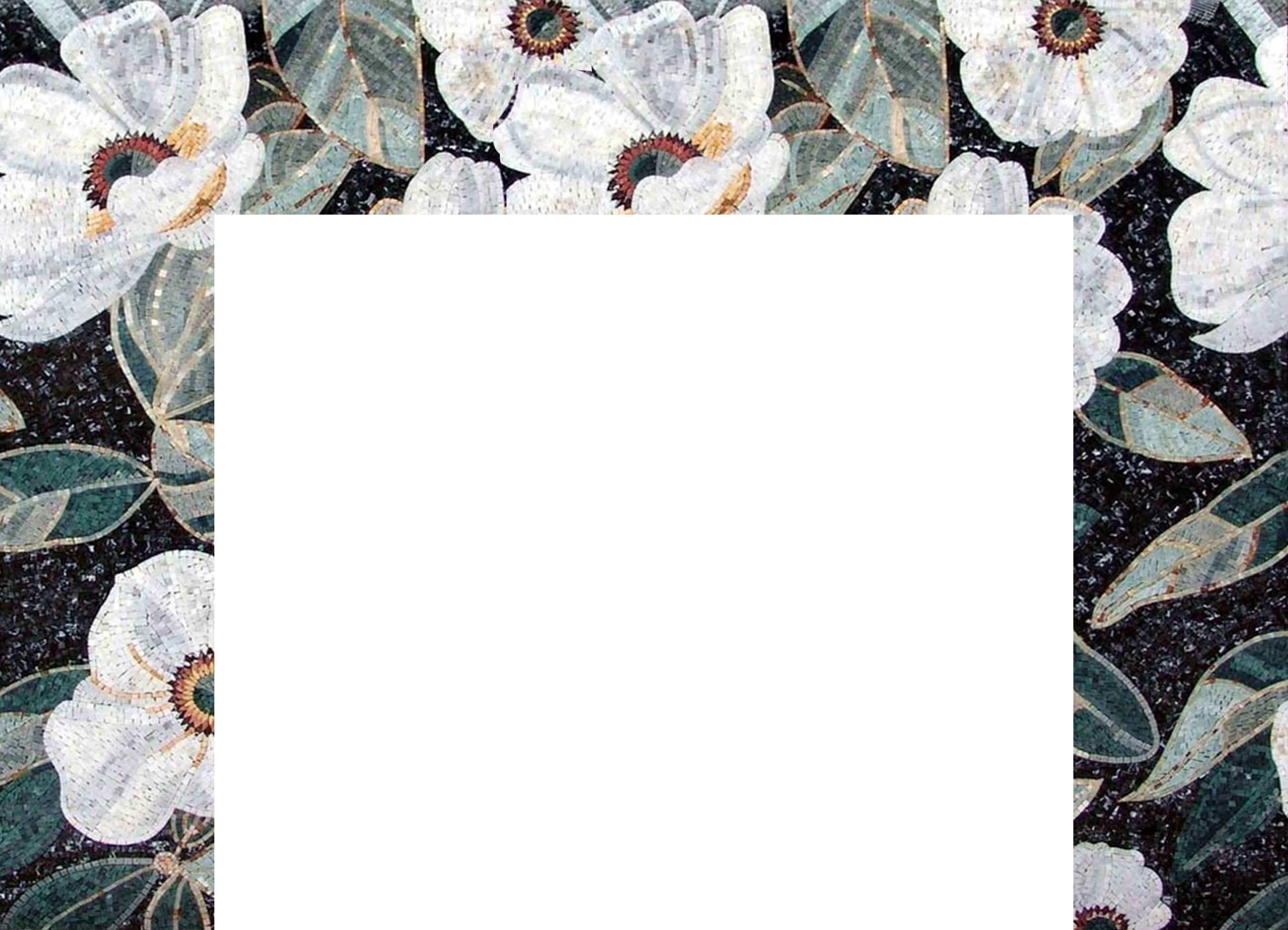 Floral Blossom Motif - Mosaic Table Top Tile Fireplace - Mesh Backing - Image 3
