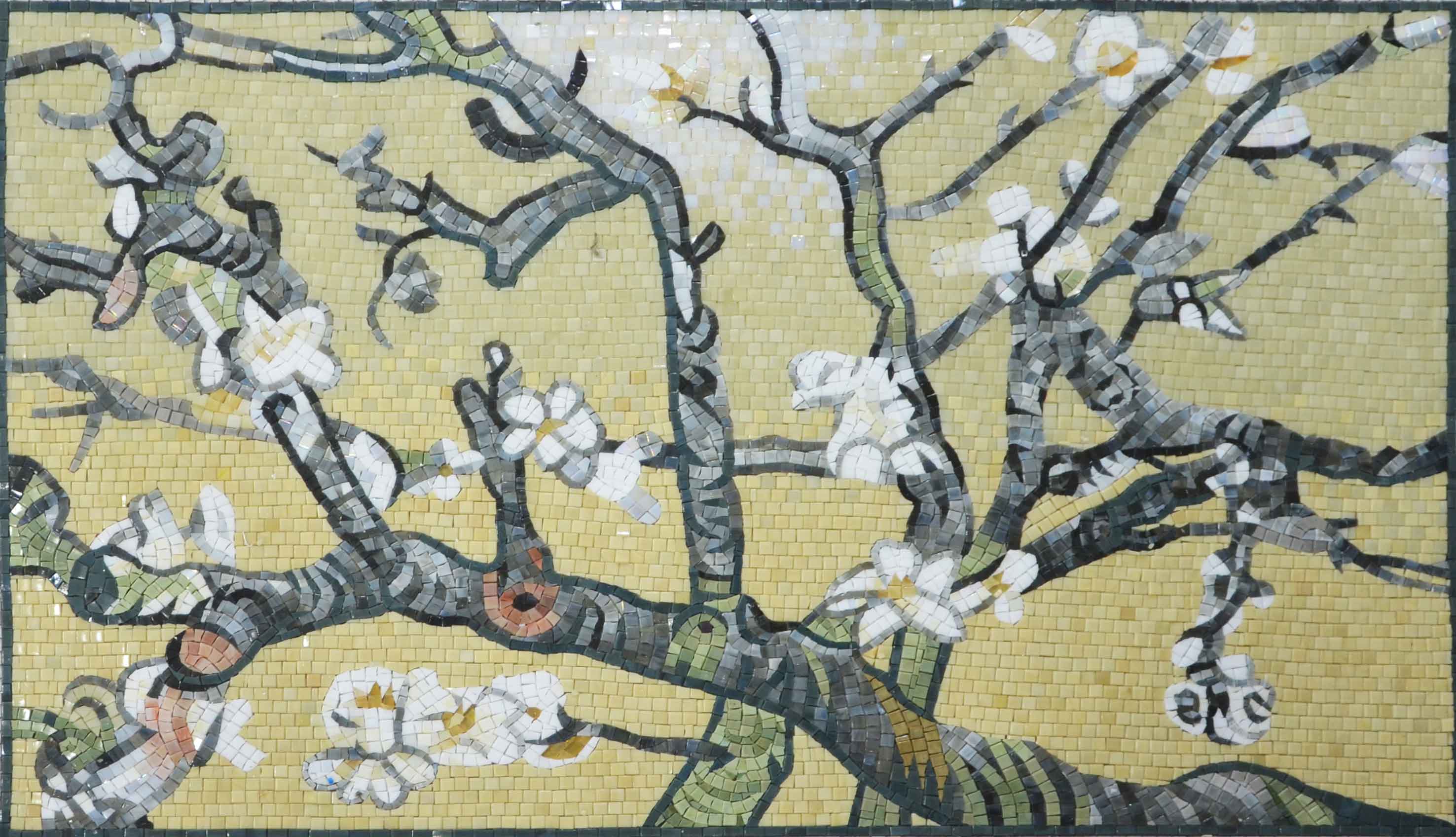 Ornate Branches - Glass Minimalist Mosaic Wall Art - Mesh Backing
