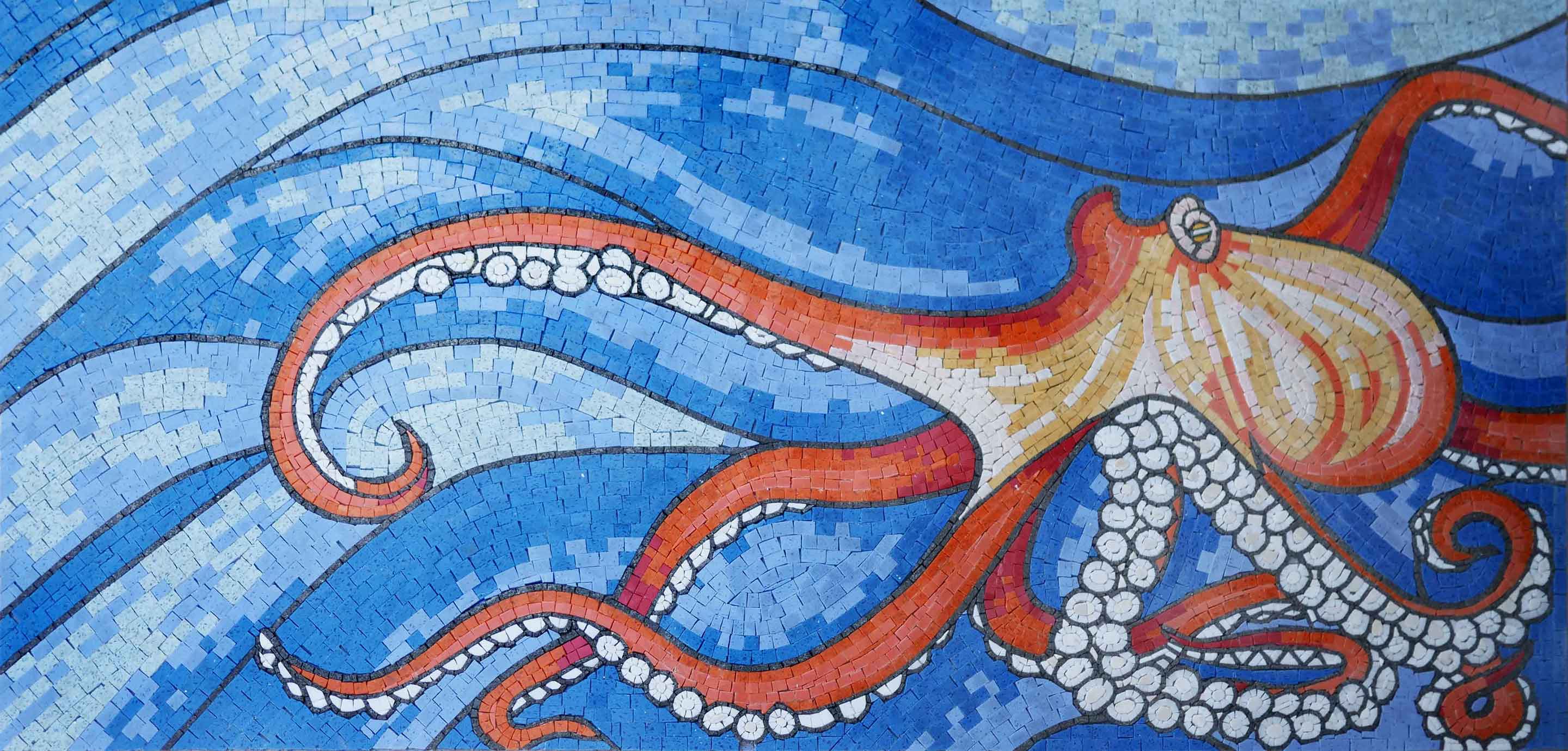 The Pacific Octopus Art - Klimt Mosaic Tiles - Mesh Backing