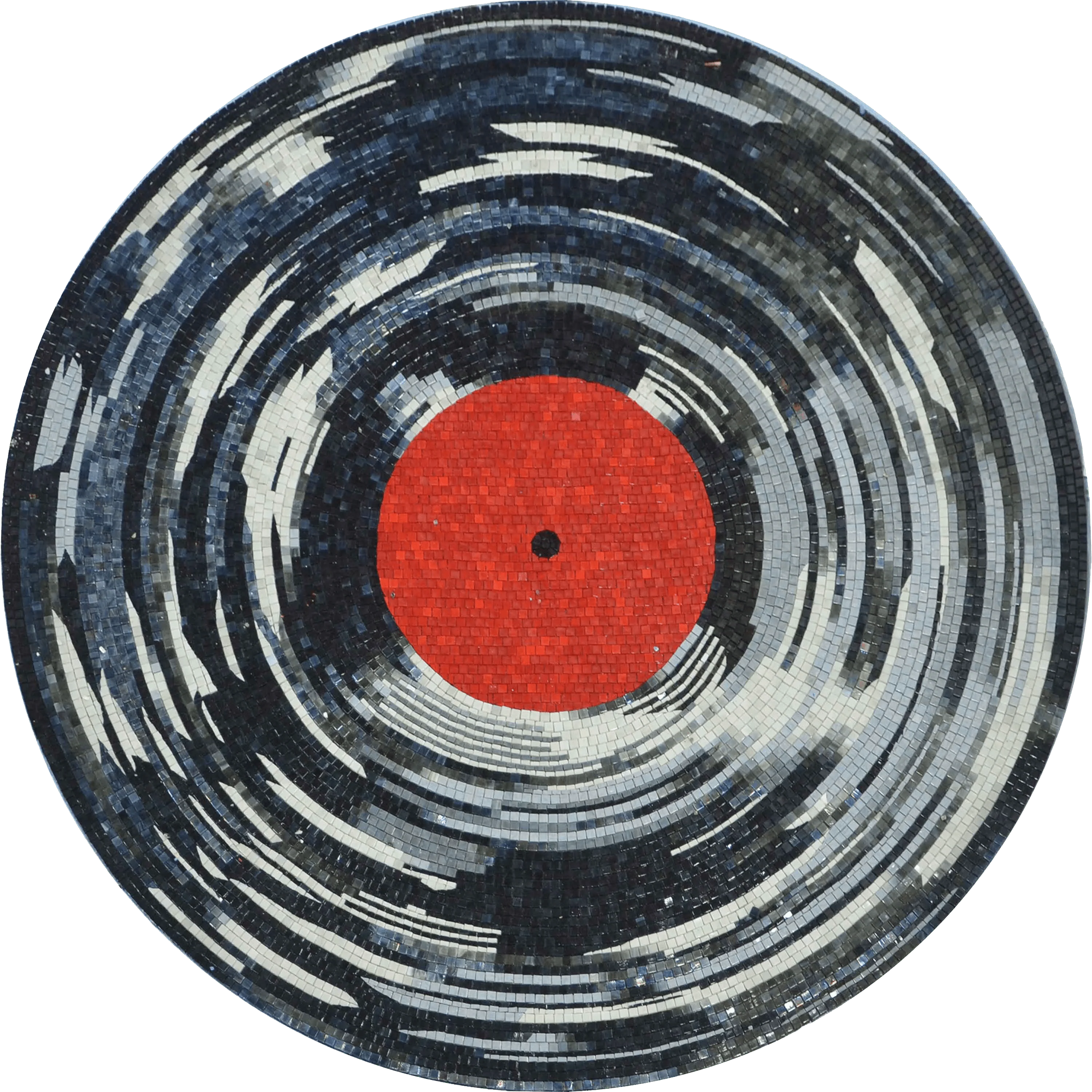 Circular Record Design - Glass Mermaid Mosaic Phonograph - Mesh Backing