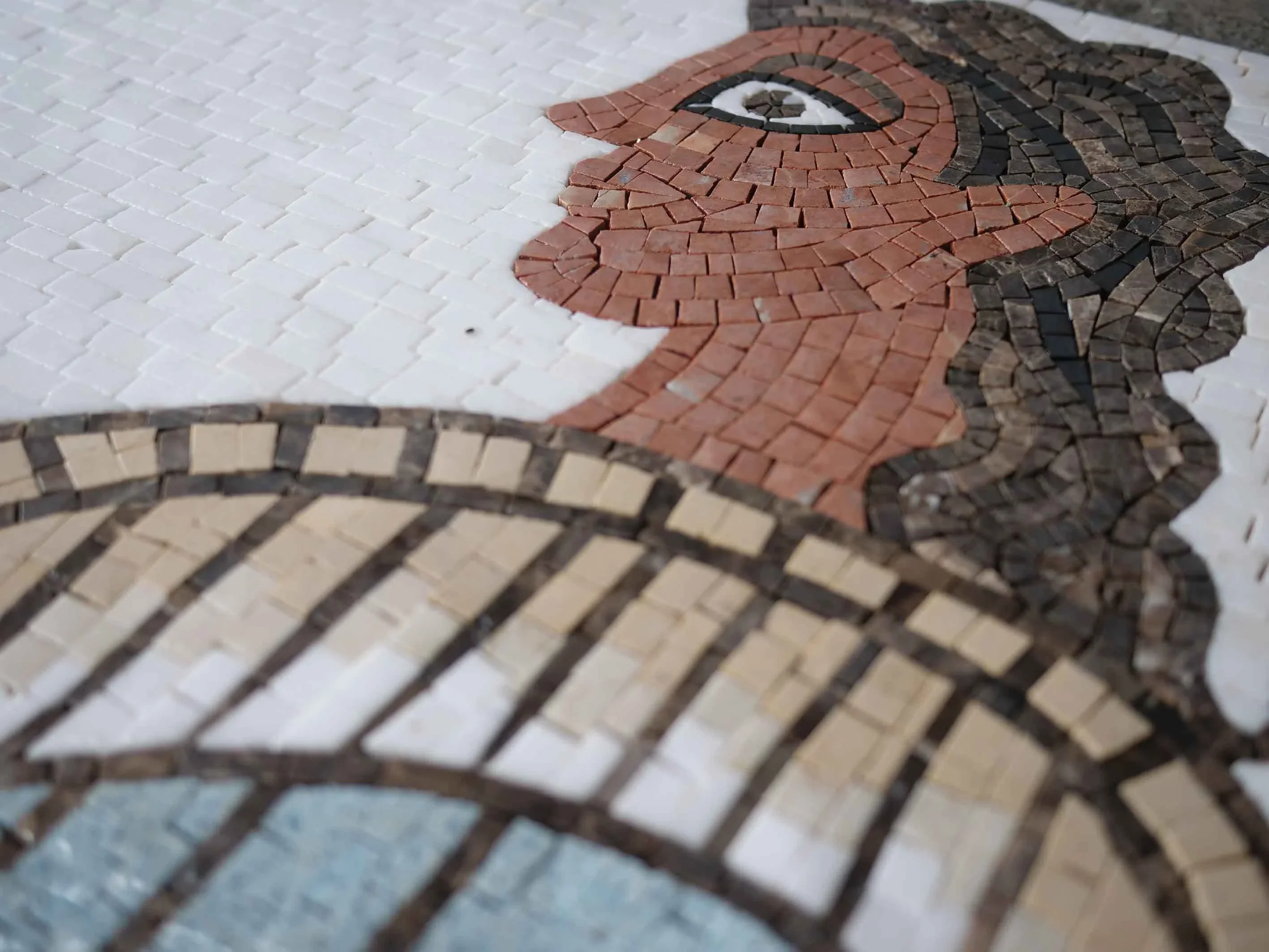 Two Figures With Chalice - Marble Dragonfly Mosaic Ancient - Mesh Backing - Image 2
