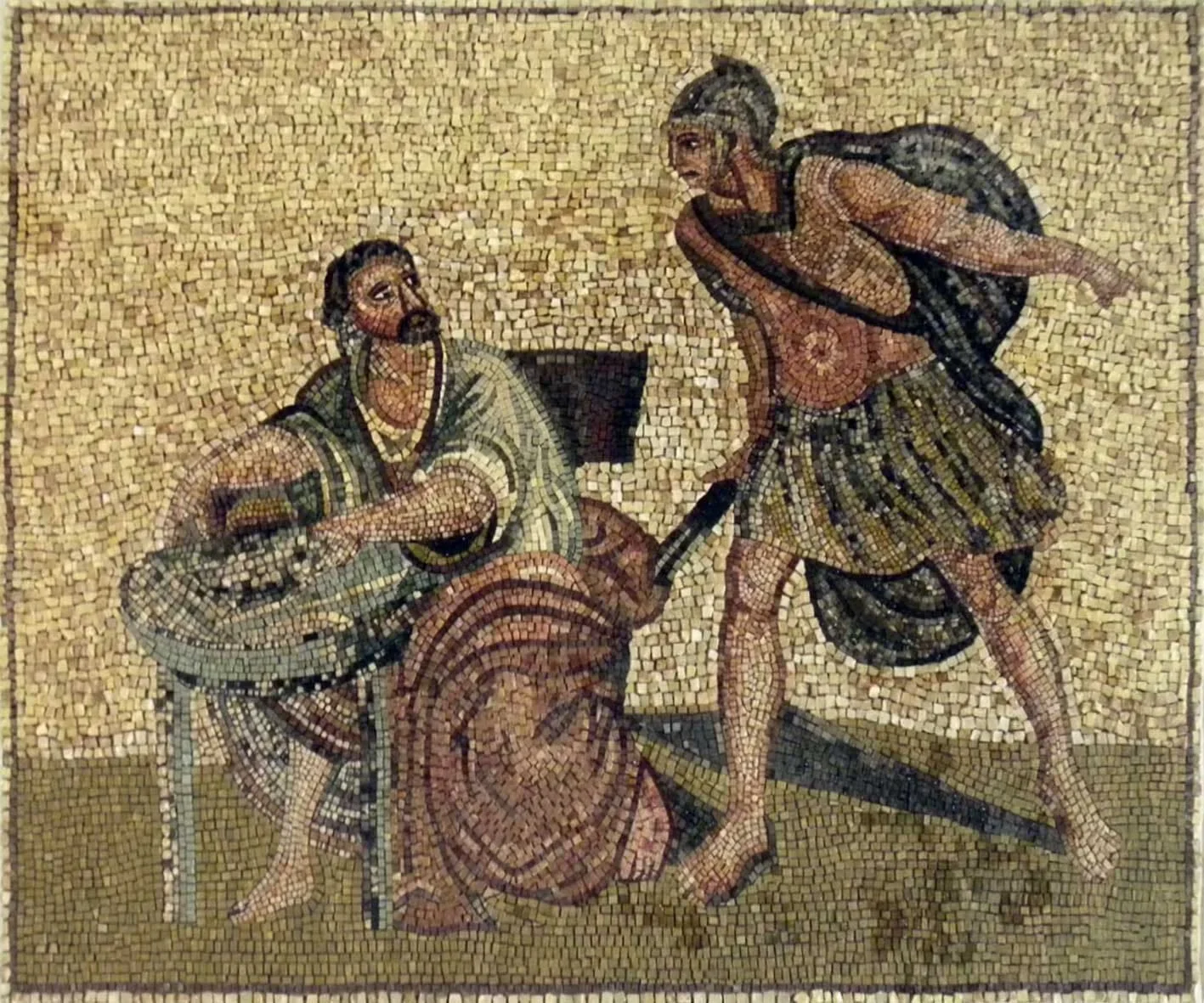 Archemides Scene Stone Art - Tile Patterns Mosaic - Mesh Backing