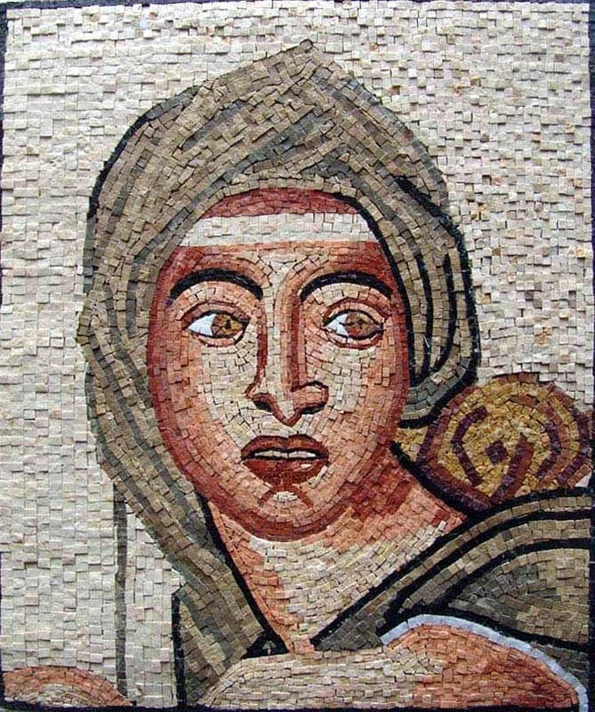 Michelangelo Delphic Sibyl - Marble Mosaic - Mesh Backing