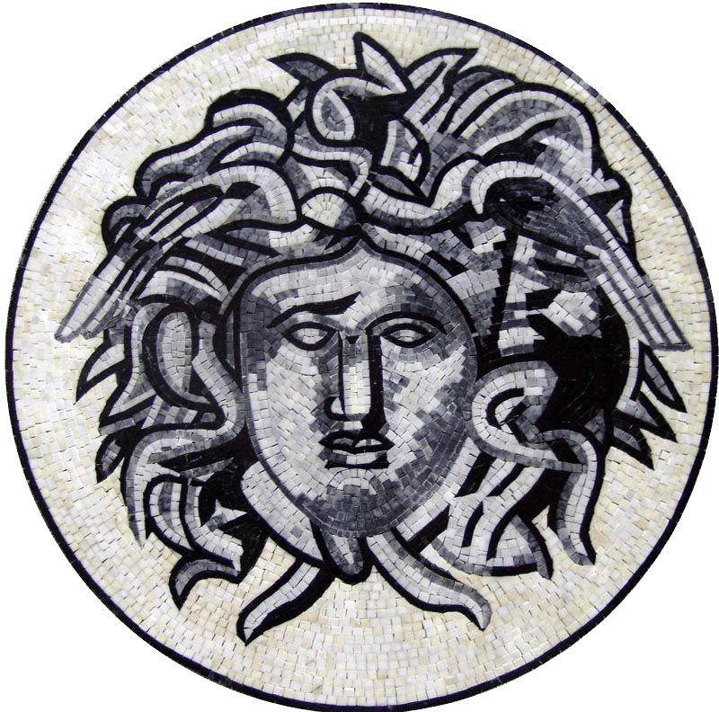 Medusa Head Motif Medallion Handmade - Mosaic Flooring - Mesh Backing