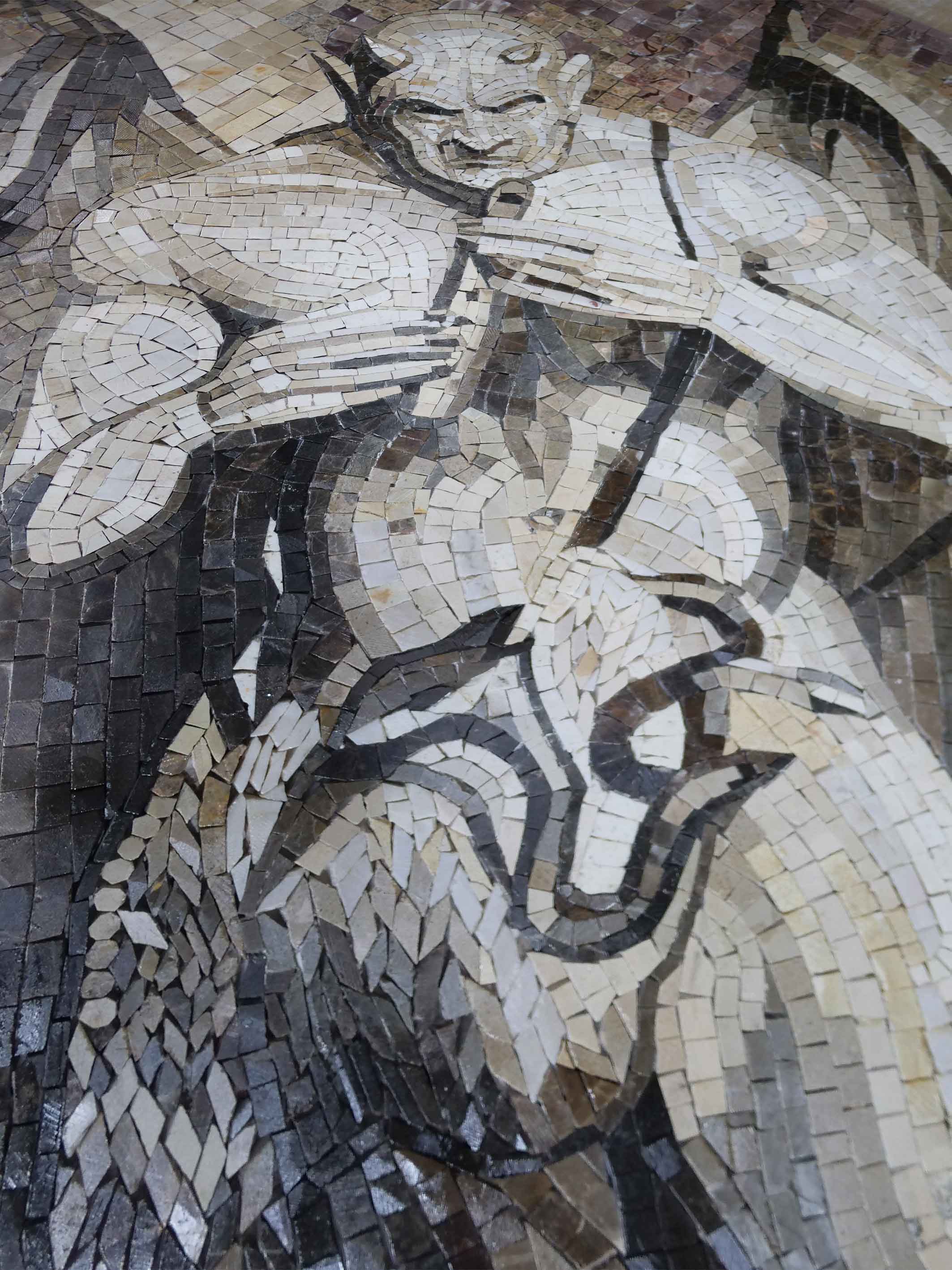 Devil With Lambs - Marble Our Lady Of Guadalupe Mosaic Artwork - Mesh Backing - Image 2