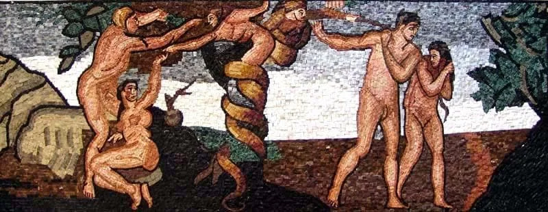 Adam And Eve - Marble Mosaic Art - Mesh Backing