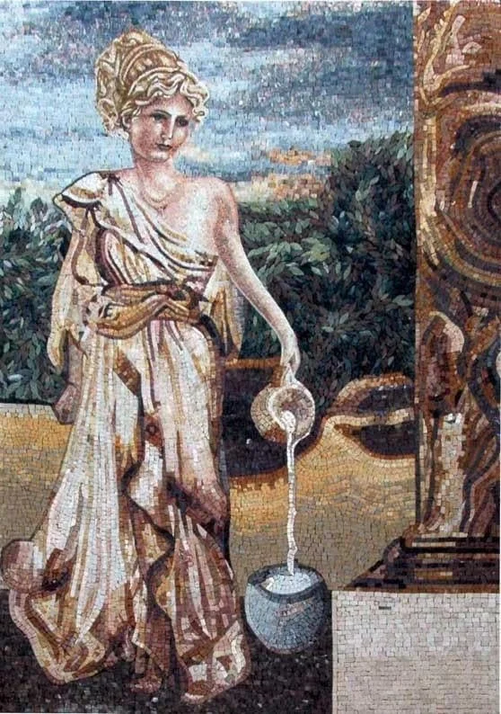 Woman Pouring Water - Pool Mosaic Art - Mesh Backing