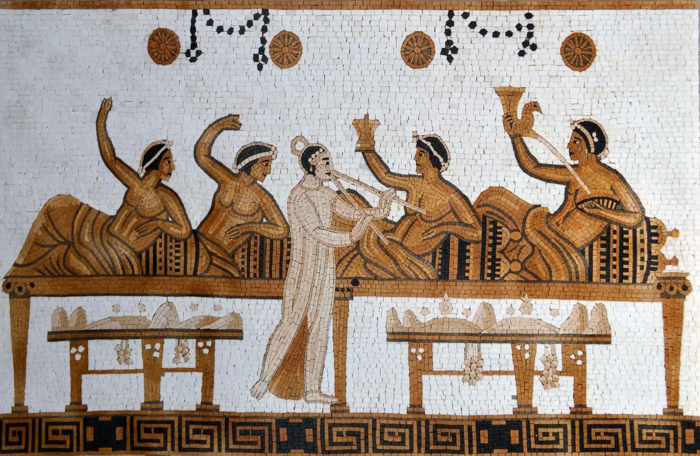 Figures Banquet Scene - Custom Mosaic Art Designs - Mesh Backing