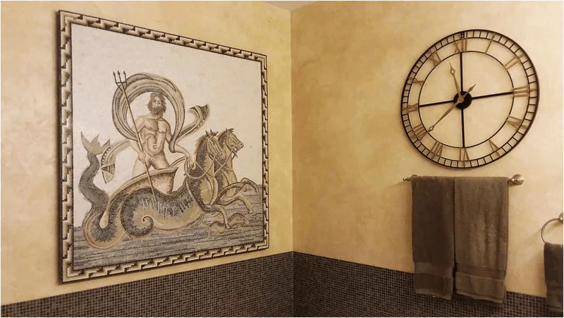 Neptune Figure - Marble Mosaic Roman Art - Mesh Backing - Image 3