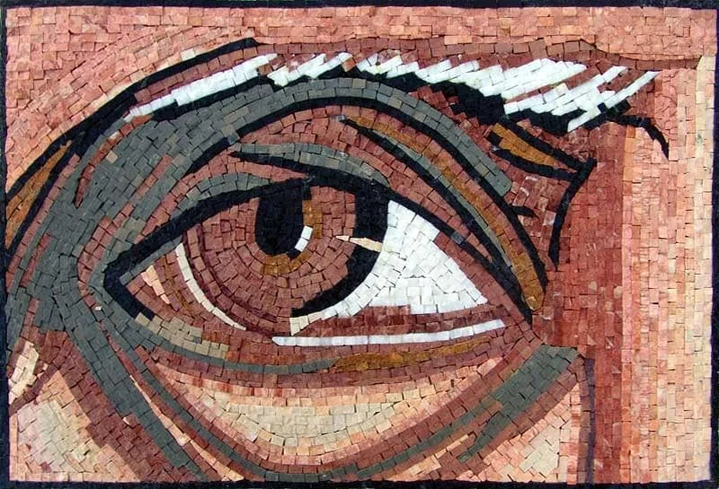 Eye Portrait - Marble Mosaic Reproduction - Mesh Backing