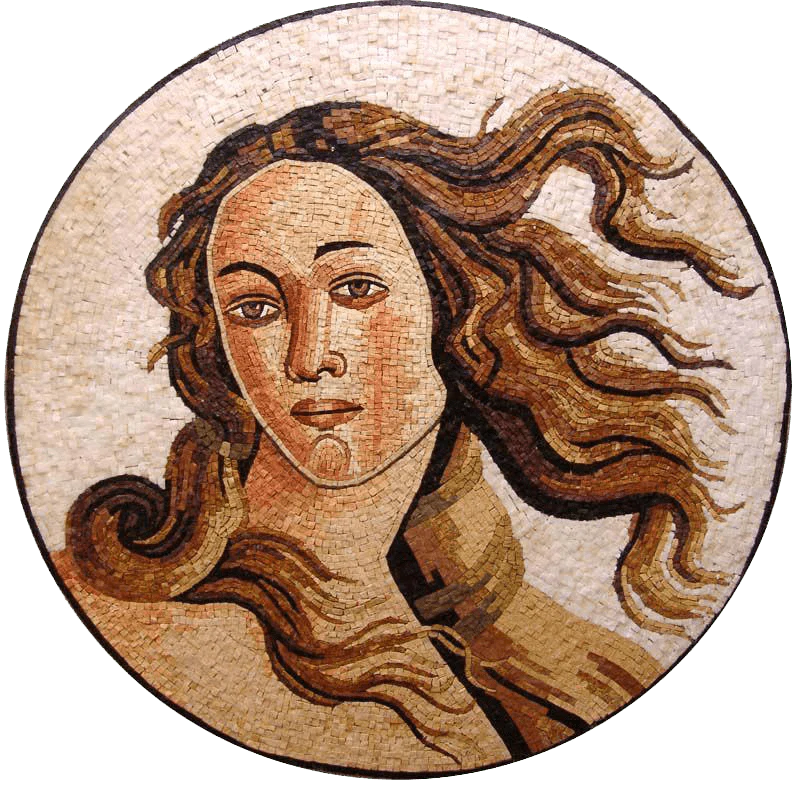The Face Venus Goddess Love And Beauty - Mermaid Mosaic Medallion - Mesh Backing