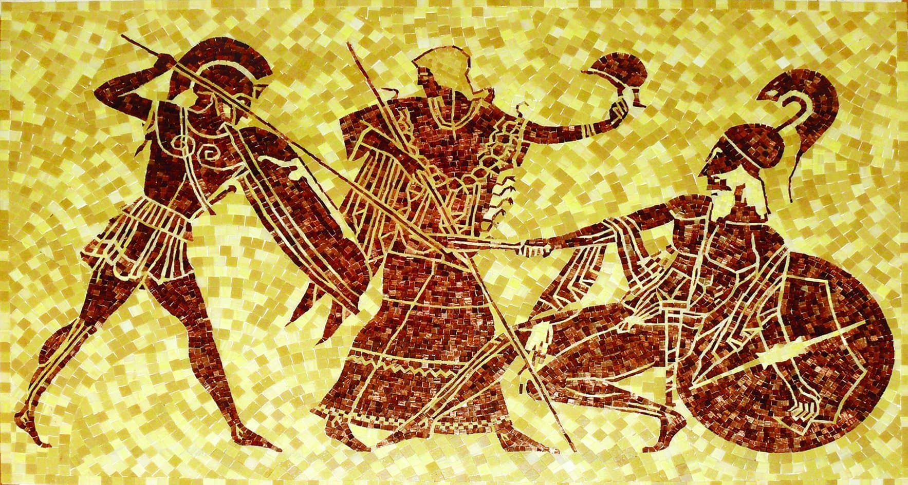 Warriors Fight - Glass Abstract Mosaic - Mesh Backing