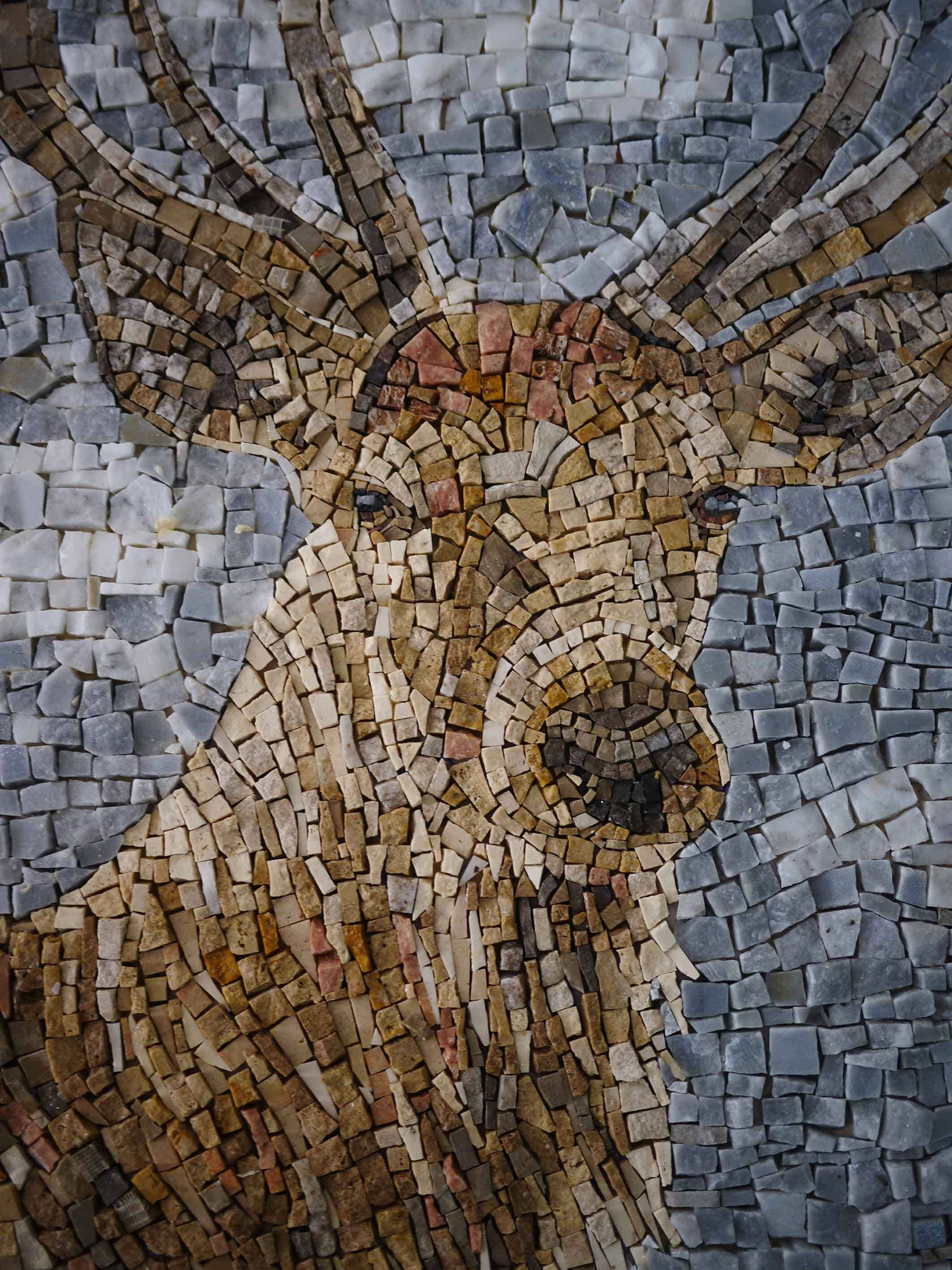 Deer Portrait - Marble Seahorse Mosaic Animal Art - Mesh Backing - Image 3