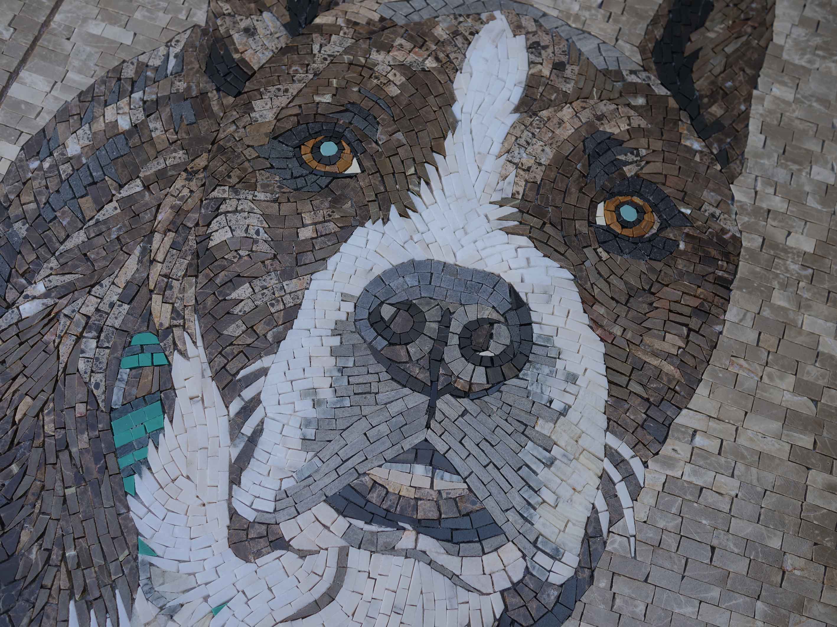 Boxer Dog Portrait - Marble Mosaic Fish Mural - Mesh Backing - Image 2