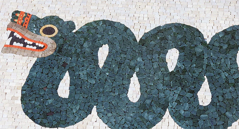 Feather Serpent Motif - Mosaic Tile Border Feathe - Mesh Backing - Image 2