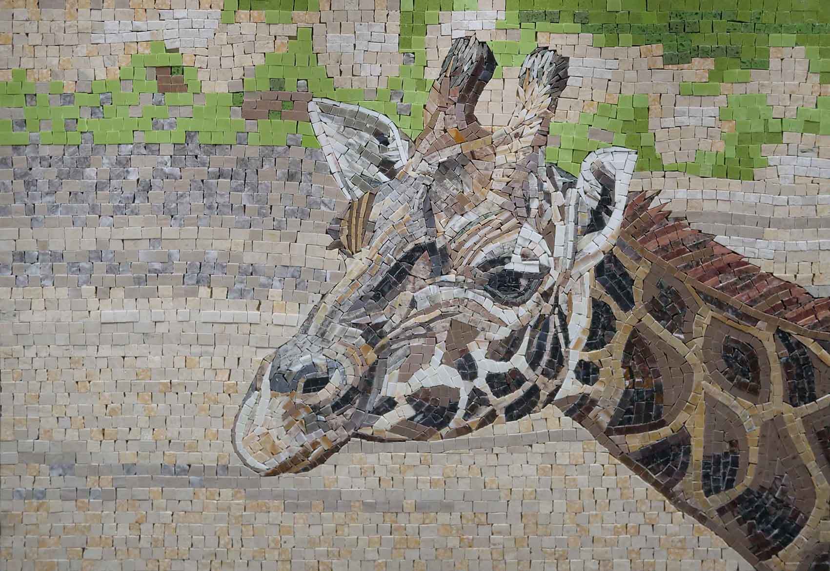 Giraffe Portrait - Mosaic Mural Artwork - Mesh Backing