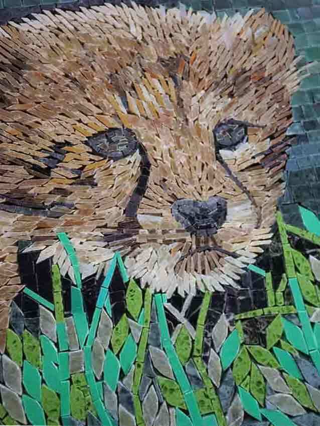Cheetah Cub Portrait Geometric Animal Art - Byzantine Mosaic - Mesh Backing - Image 2