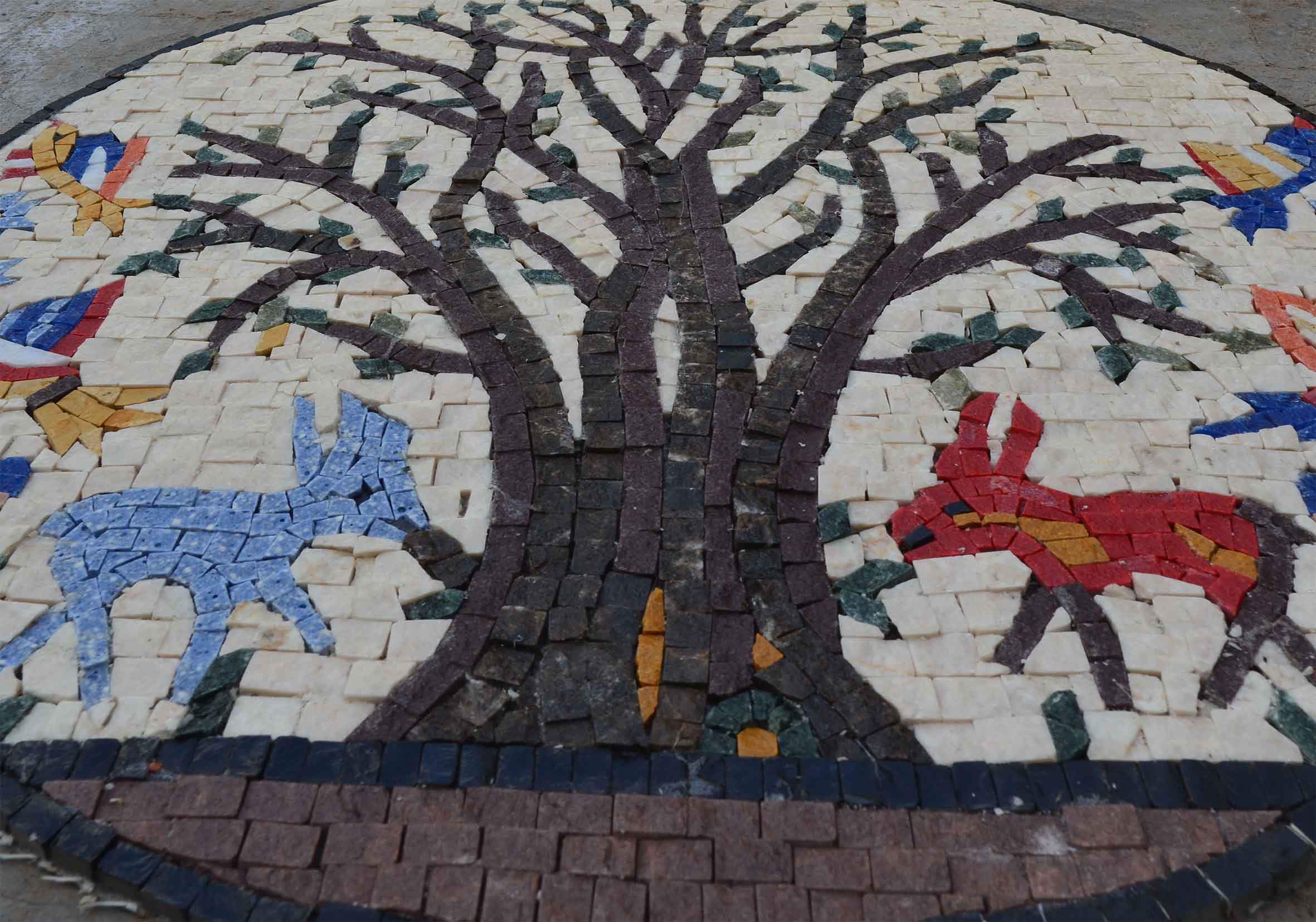 Tree Life Animals - Mosaic For Sale Medallion - Mesh Backing - Image 2