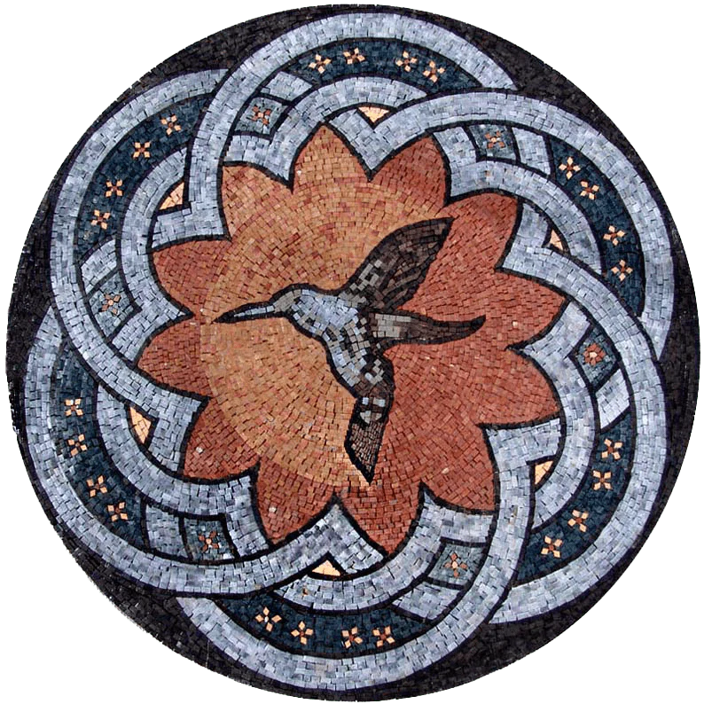 Flying Bird Knot - Impressionist Mosaic Medallion Art - Mesh Backing
