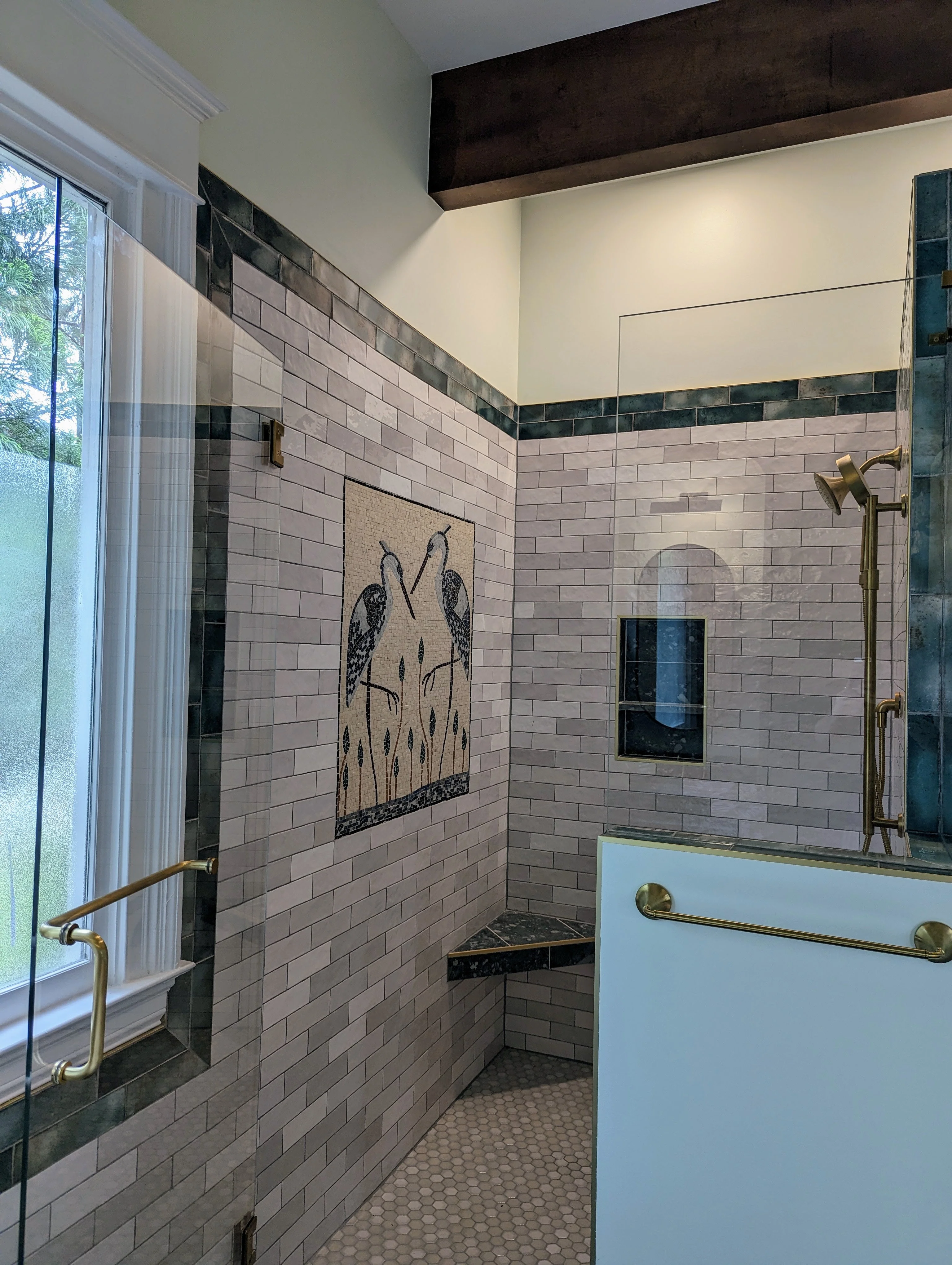Heron Birds - Marble Kitchen Mosaic Backsplash Art - Mesh Backing - Image 3