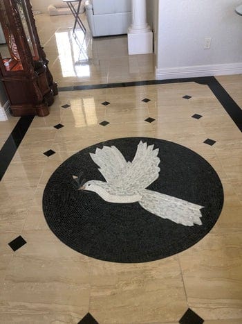 Enchanting Peaceful Dove - Marble Mosaic Medallion Art White - Mesh Backing - Image 2