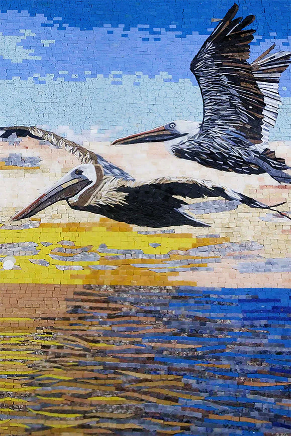 Oceanic Flight: Pelican Mosaic in Vibrant Colors - Image 2