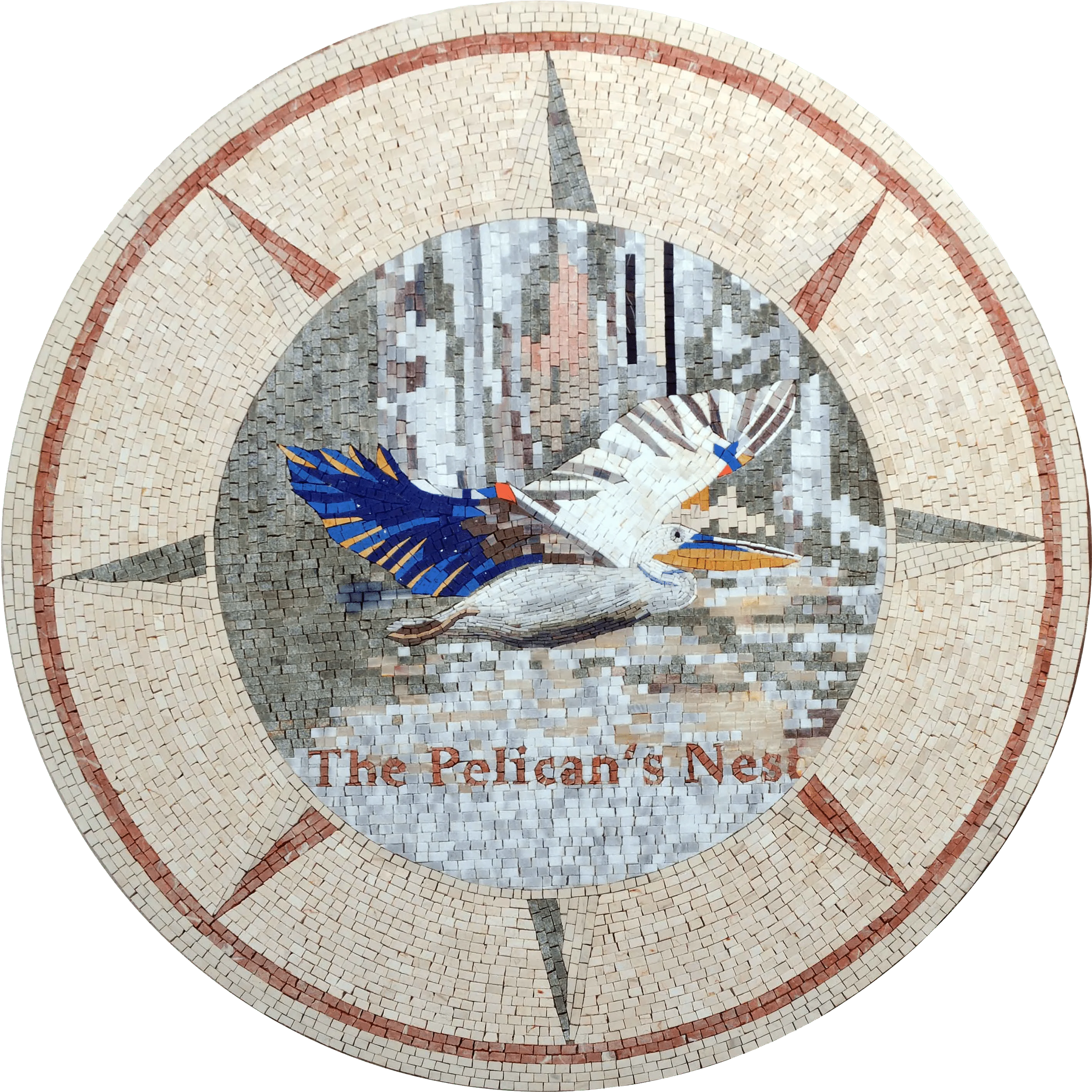 The Pelican's Nest - Mosaic Medallion | Luxury Handcrafted Natural Stone