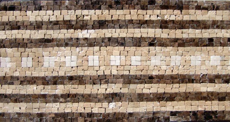 Striped Block Geometric - Marble Tile Mosaic Border Art - Mesh Backing