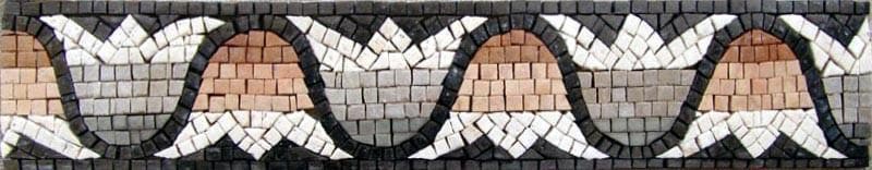 Abstract Floral Wave - Marble Mosaic Tulips Artwork Border - Mesh Backing