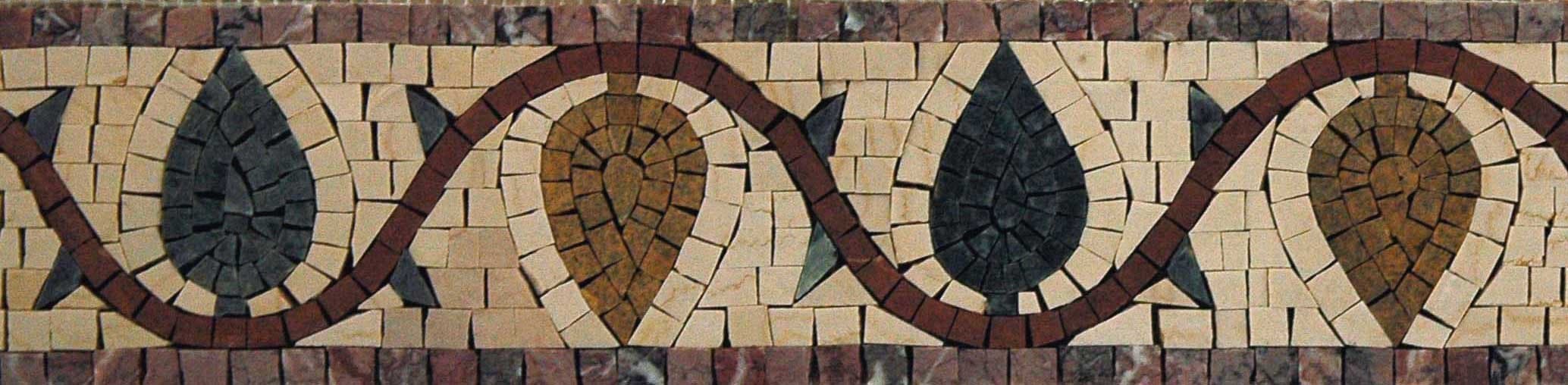 Dark Vines - Marble Mosaic Artwork Border - Mesh Backing