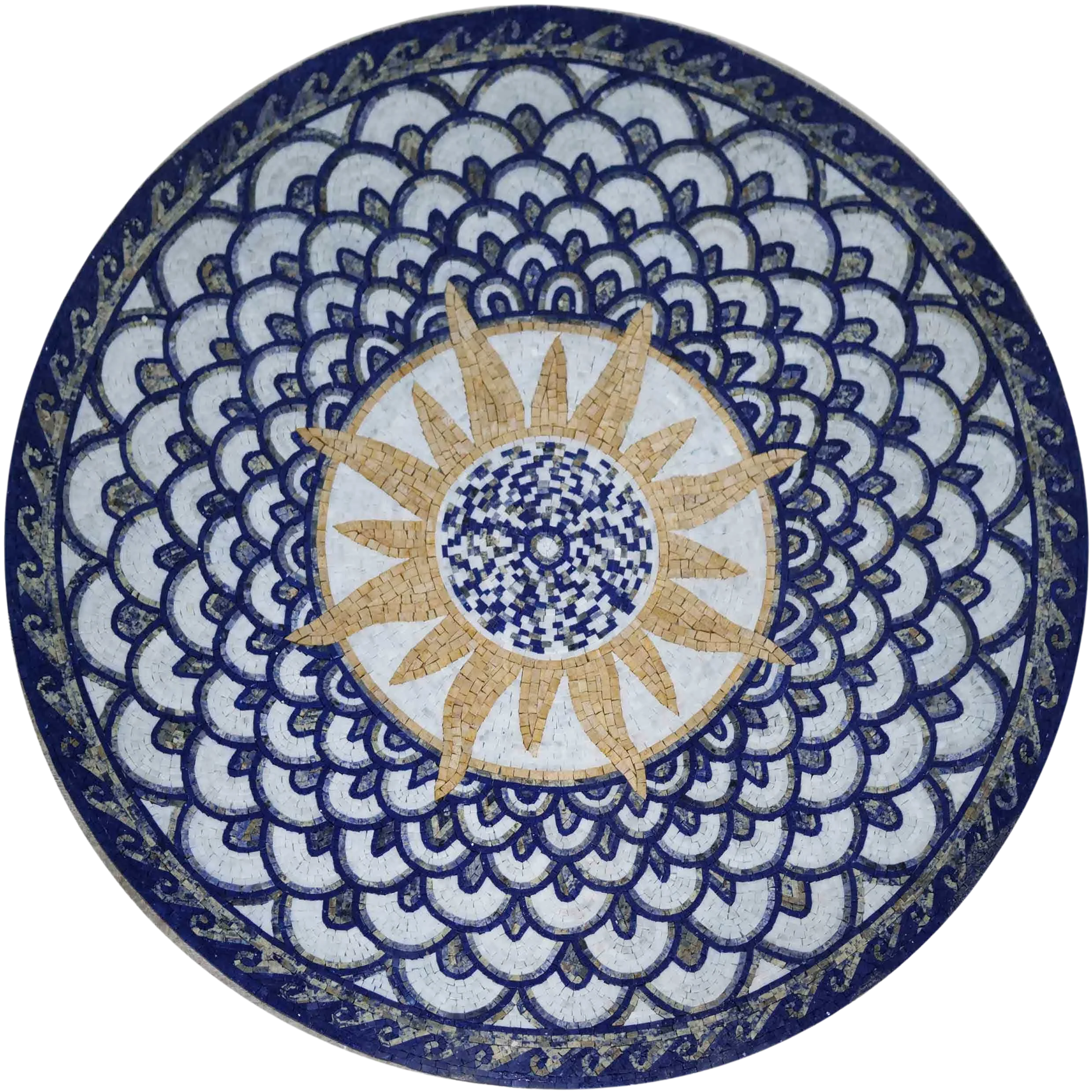 Sunburst Floral Pattern - Mosaic Tabletops Wall Art - Mesh Backing