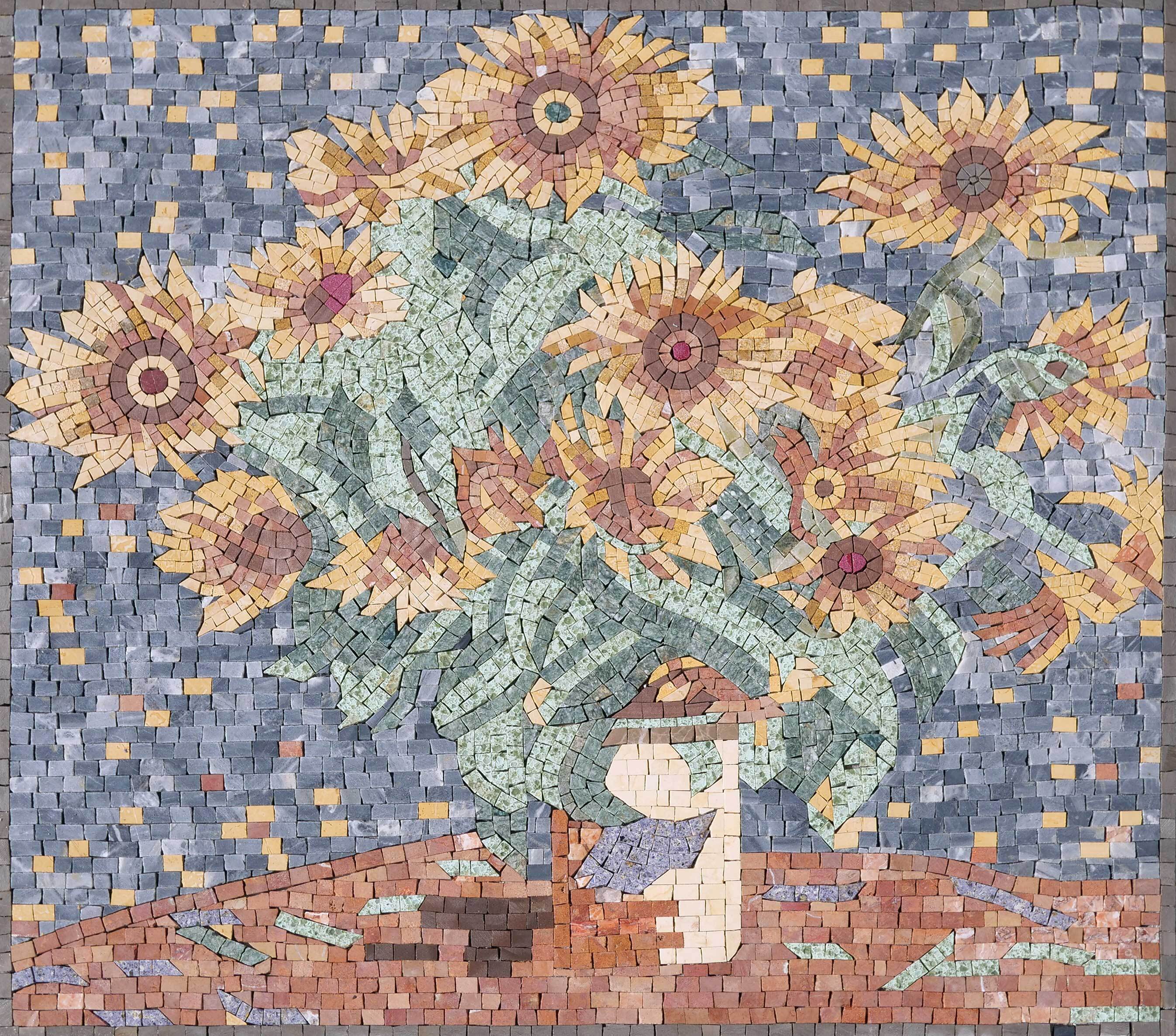 Claude Monet Sunflowers - Luxury Handcrafted Mosaic Reproduction