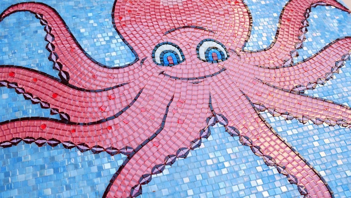 Octopus Figure - Glass Mosaic Wall Art Comic - Mesh Backing - Image 2