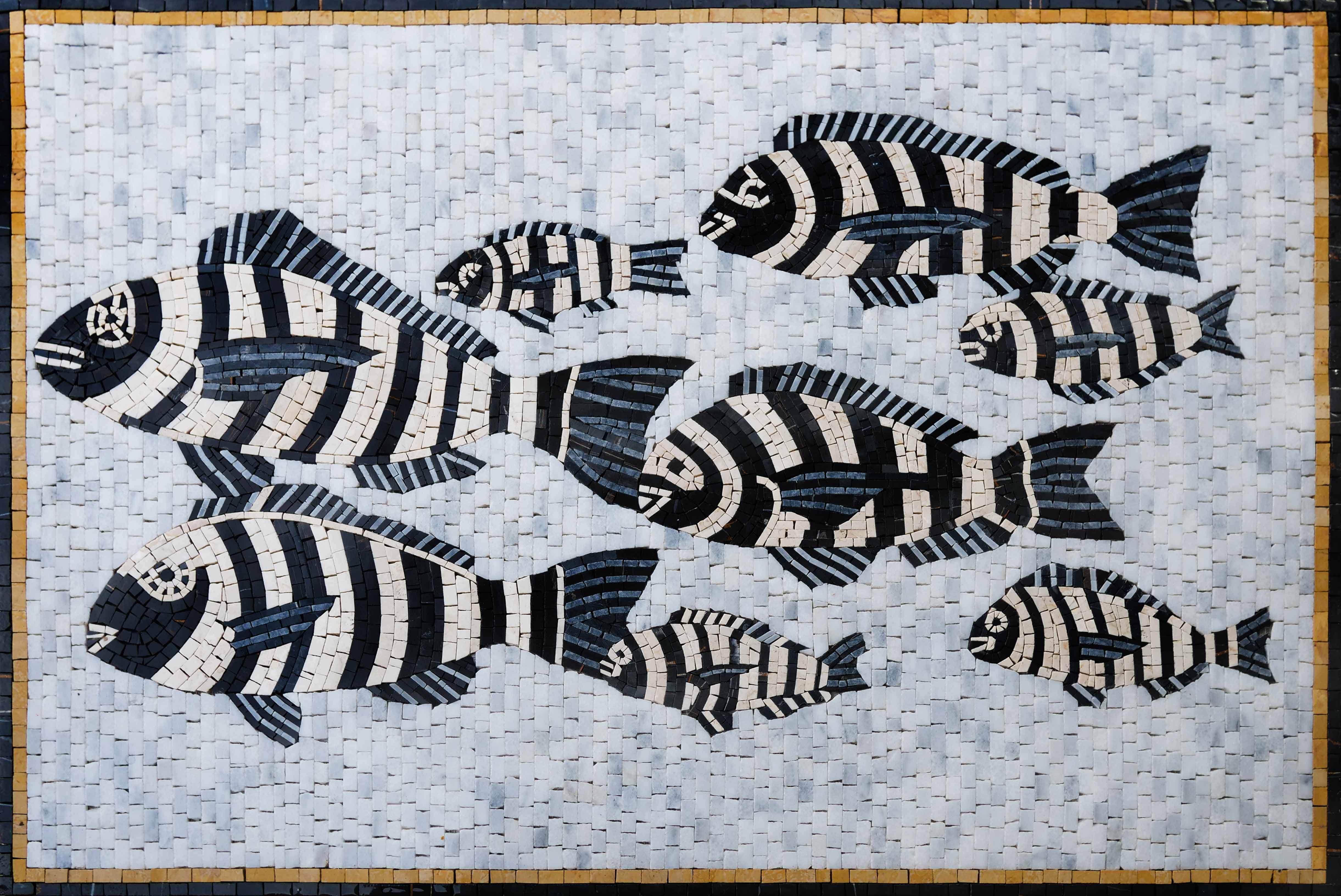 Group Fish Pattern - Marble Mosaic Logo - Mesh Backing