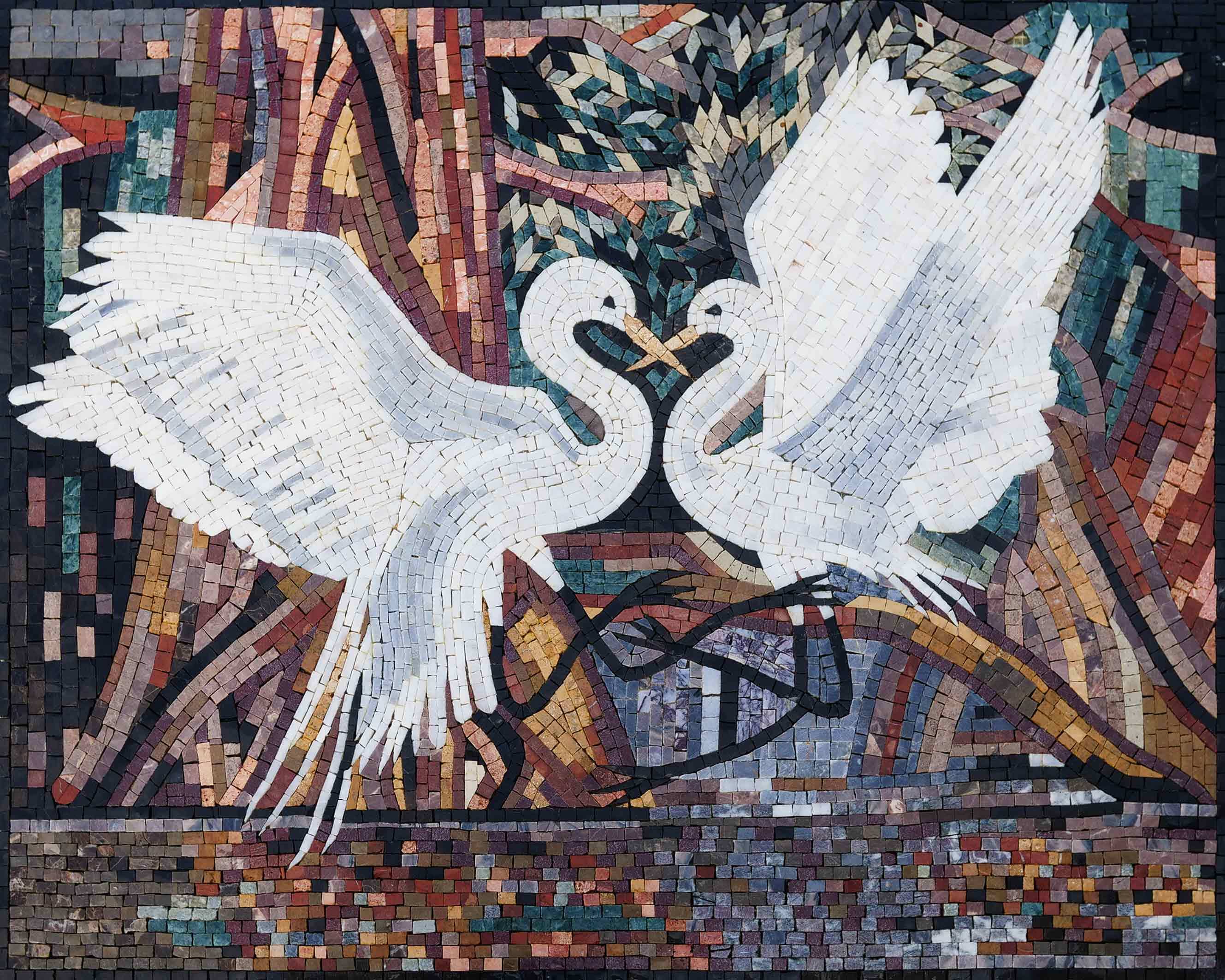Mosaic Wall Art - Romantic Herons - Image 2