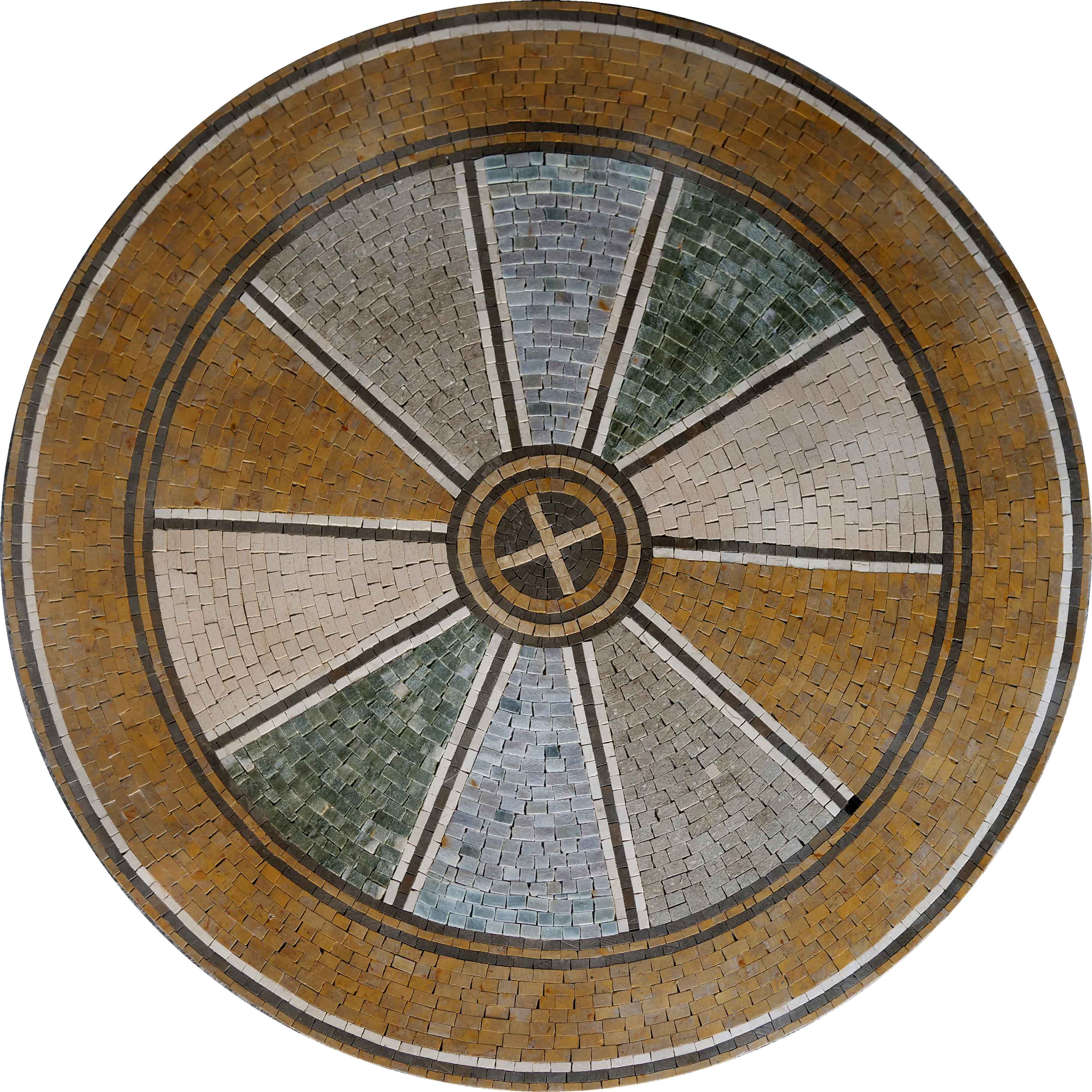 Geometric Wheel Pattern - Backsplash Mosaic Roman Art Medallion - Mesh Backing