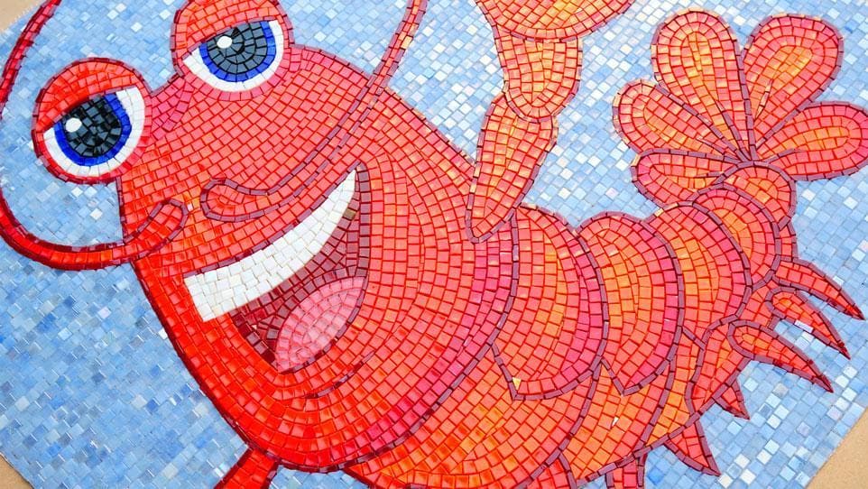 Sebastian The Lobster Comic - Glass Mosaic - Mesh Backing - Image 2