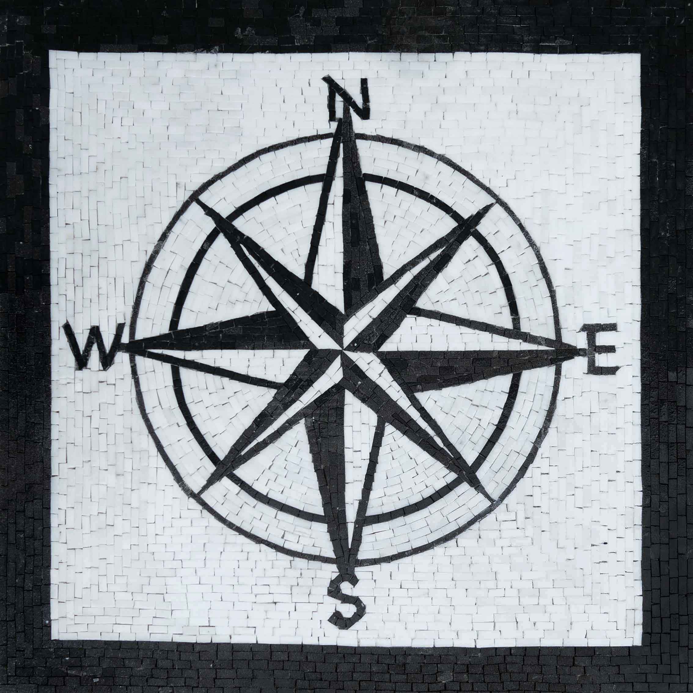 Compass Rose Points Geometric Art Simple - Marble Our Lady Of Guadalupe Mosaic - Mesh Backing