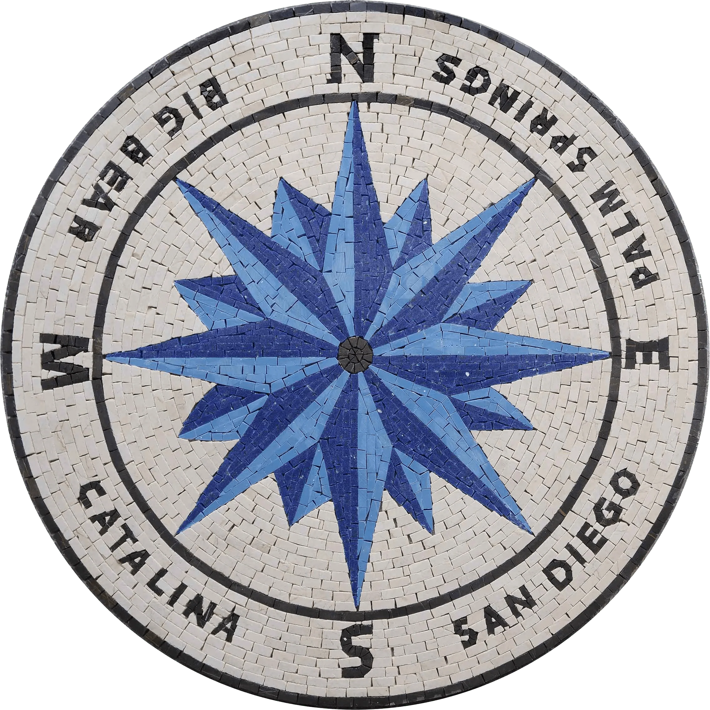 Compass Star Geometric - Marble Mosaic Flower Patterns Coral Medallion - Mesh Backing