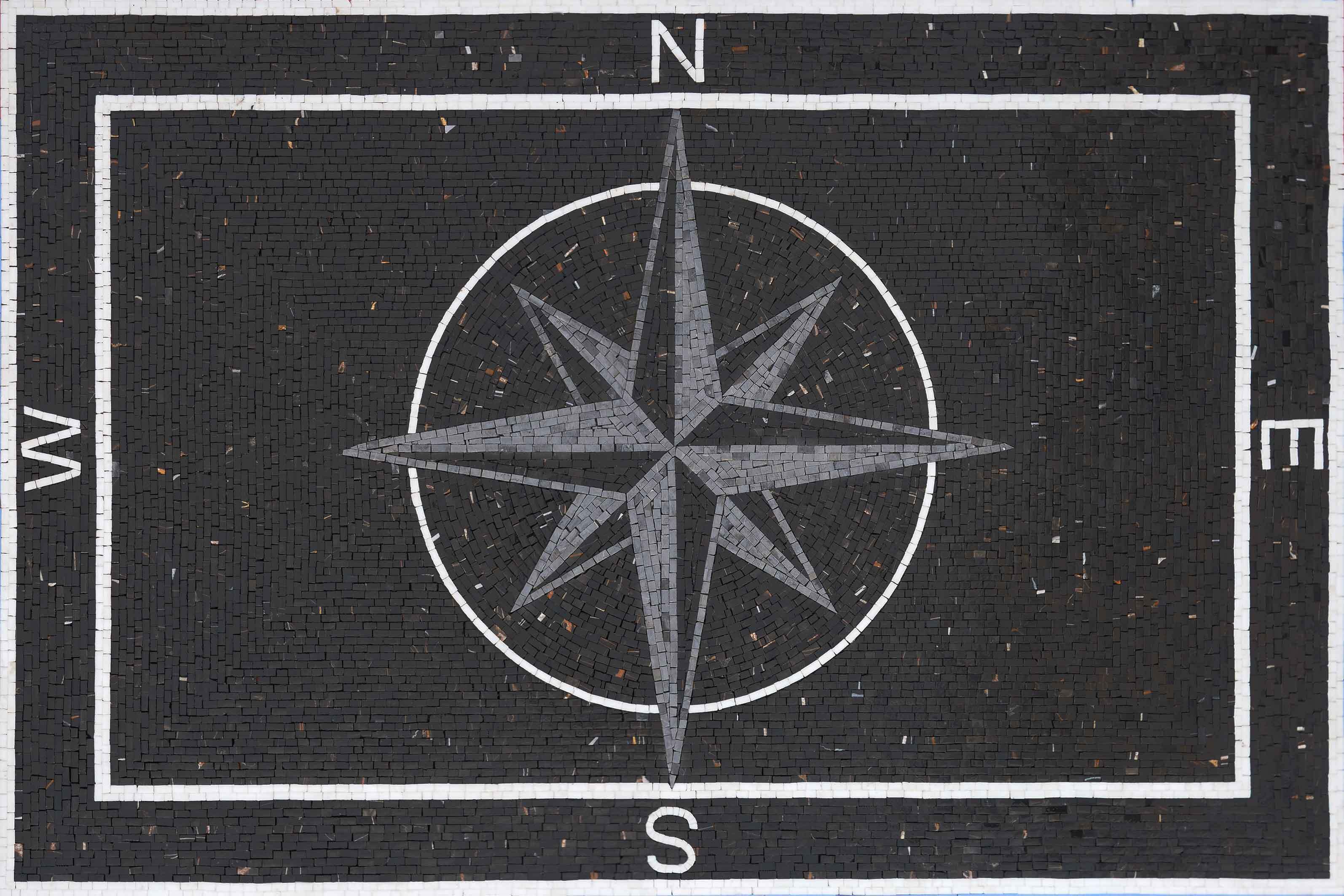 Geometric Star Pattern - Mosaic Decoration Field Compass Art - Mesh Backing