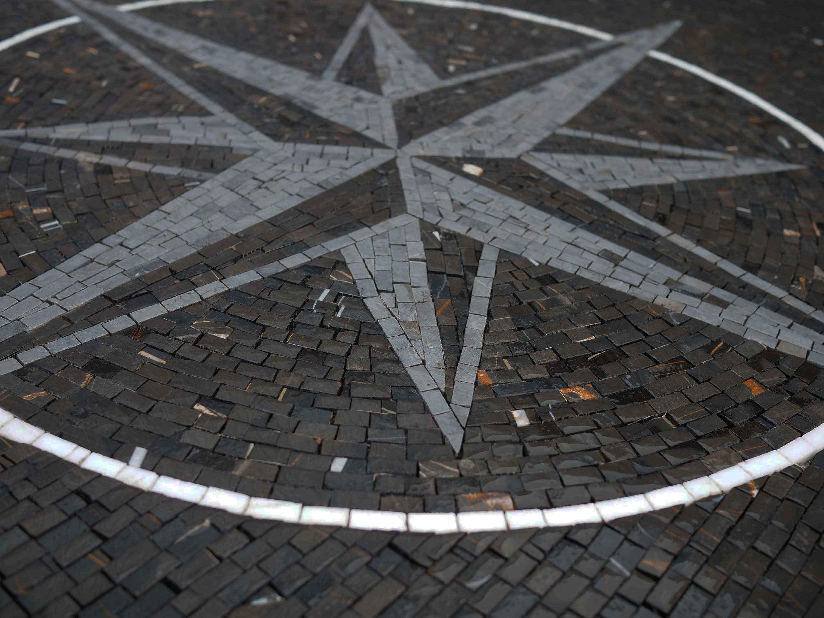 Geometric Star Pattern - Mosaic Decoration Field Compass Art - Mesh Backing - Image 2
