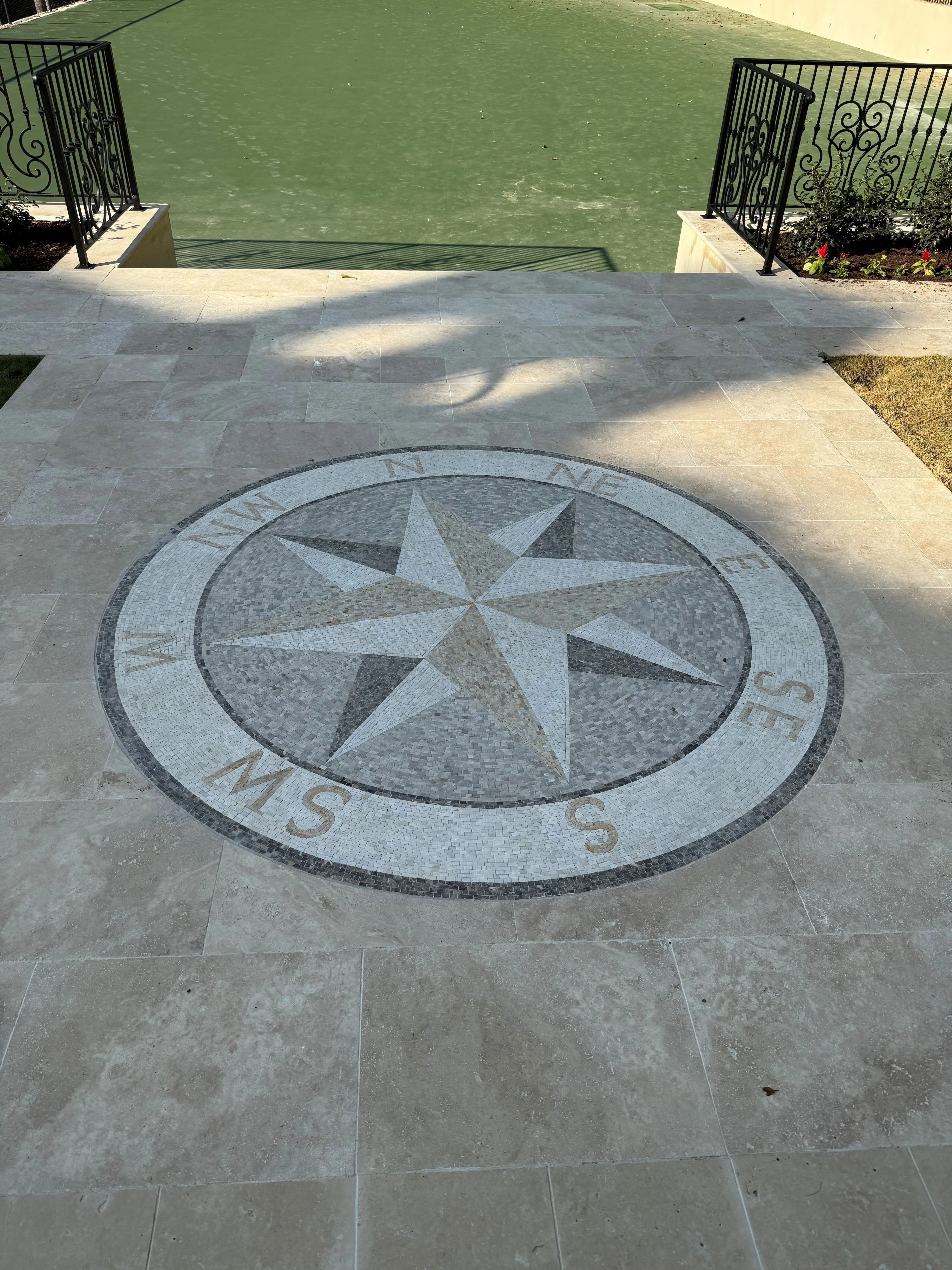 Geometric Star Pattern - Marble Custom Mosaic Tile Medallion - Mesh Backing - Image 3