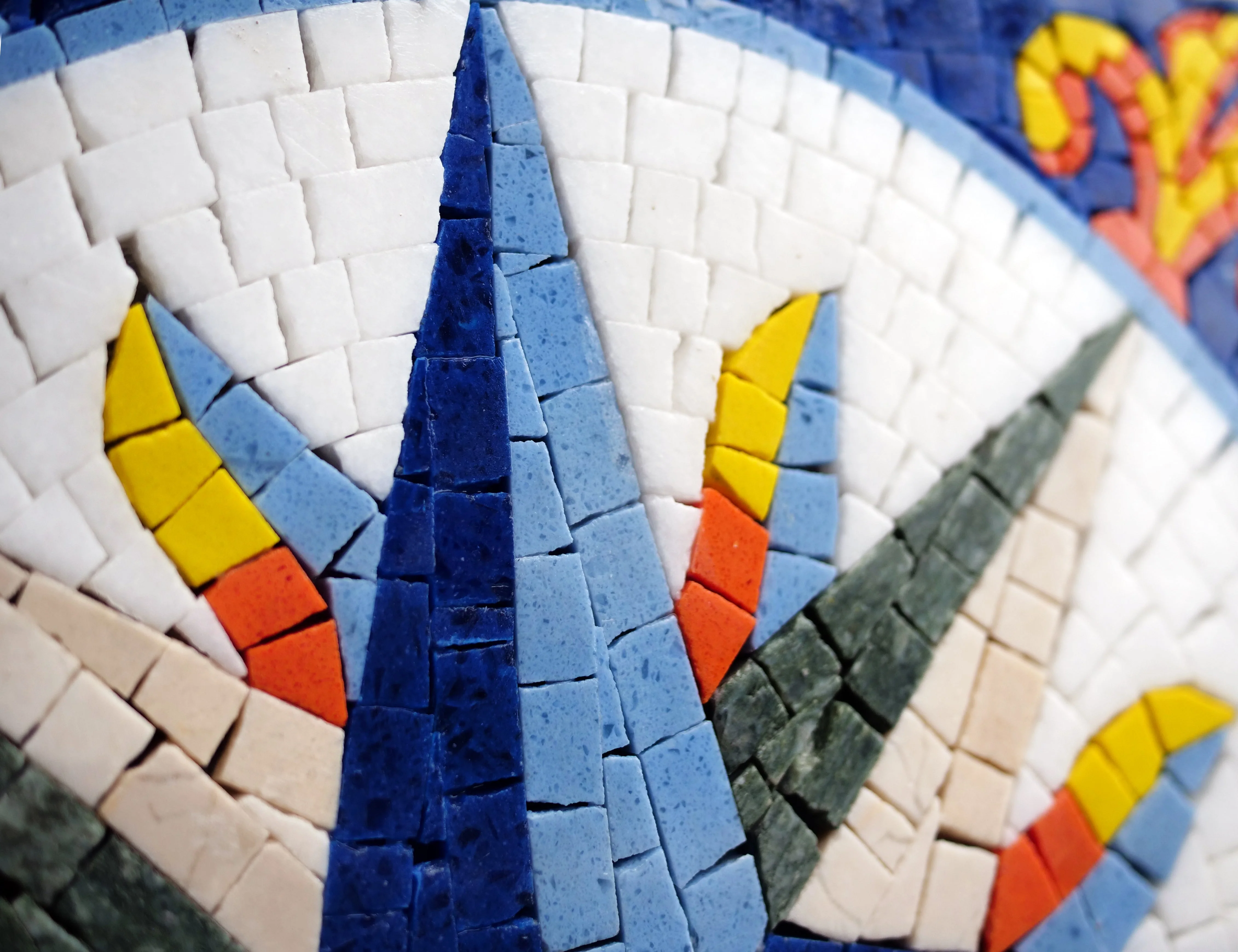Geometric Starburst - Marble Mosaic Flower Patterns Royal Compass - Mesh Backing - Image 2